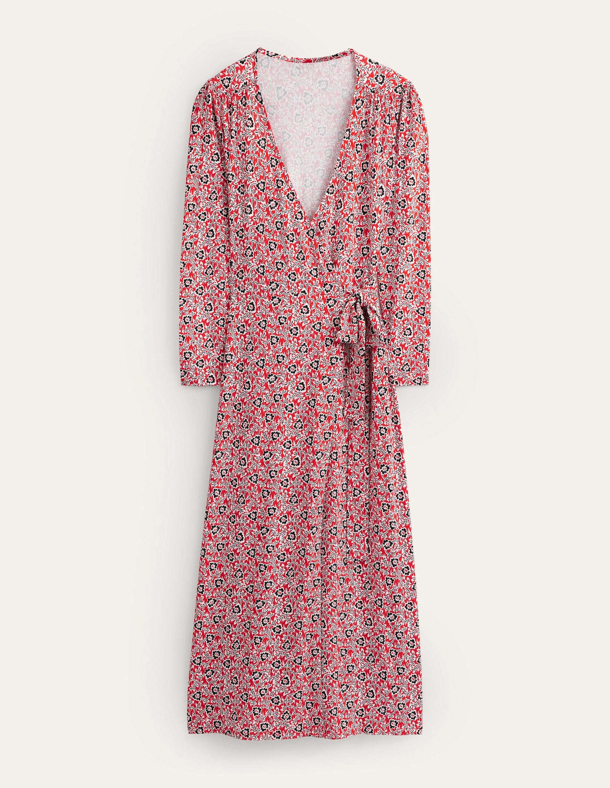 Jersey Wrap Maxi Dress-Tomato, Clover Swirl-3