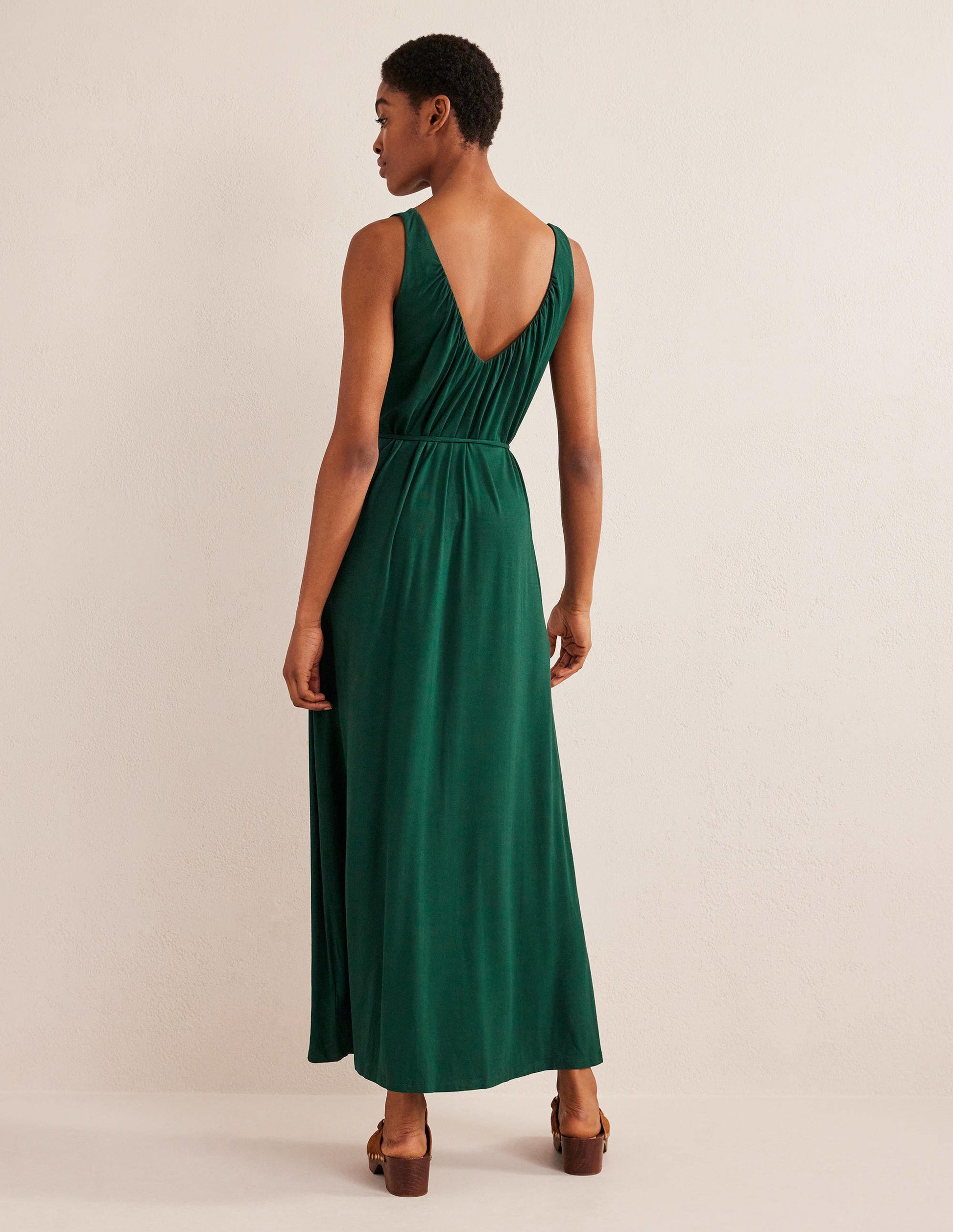 V-Neck Jersey Maxi Dress-Emerald Night-3
