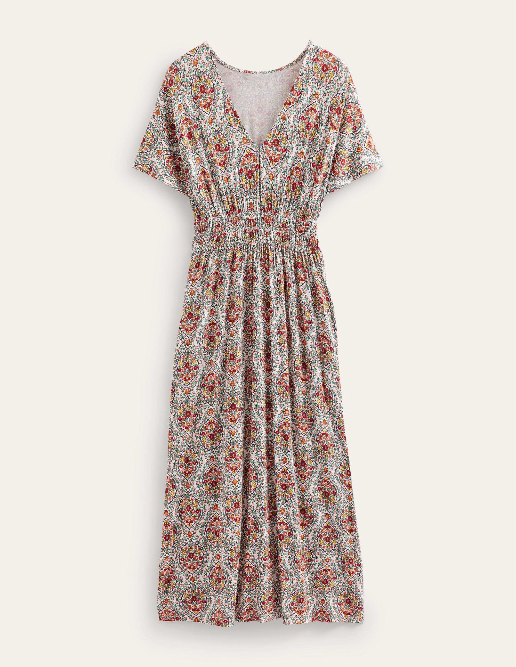 Smock Waist Jersey Maxi Dress-Multi, Vine Terrace - Image 5