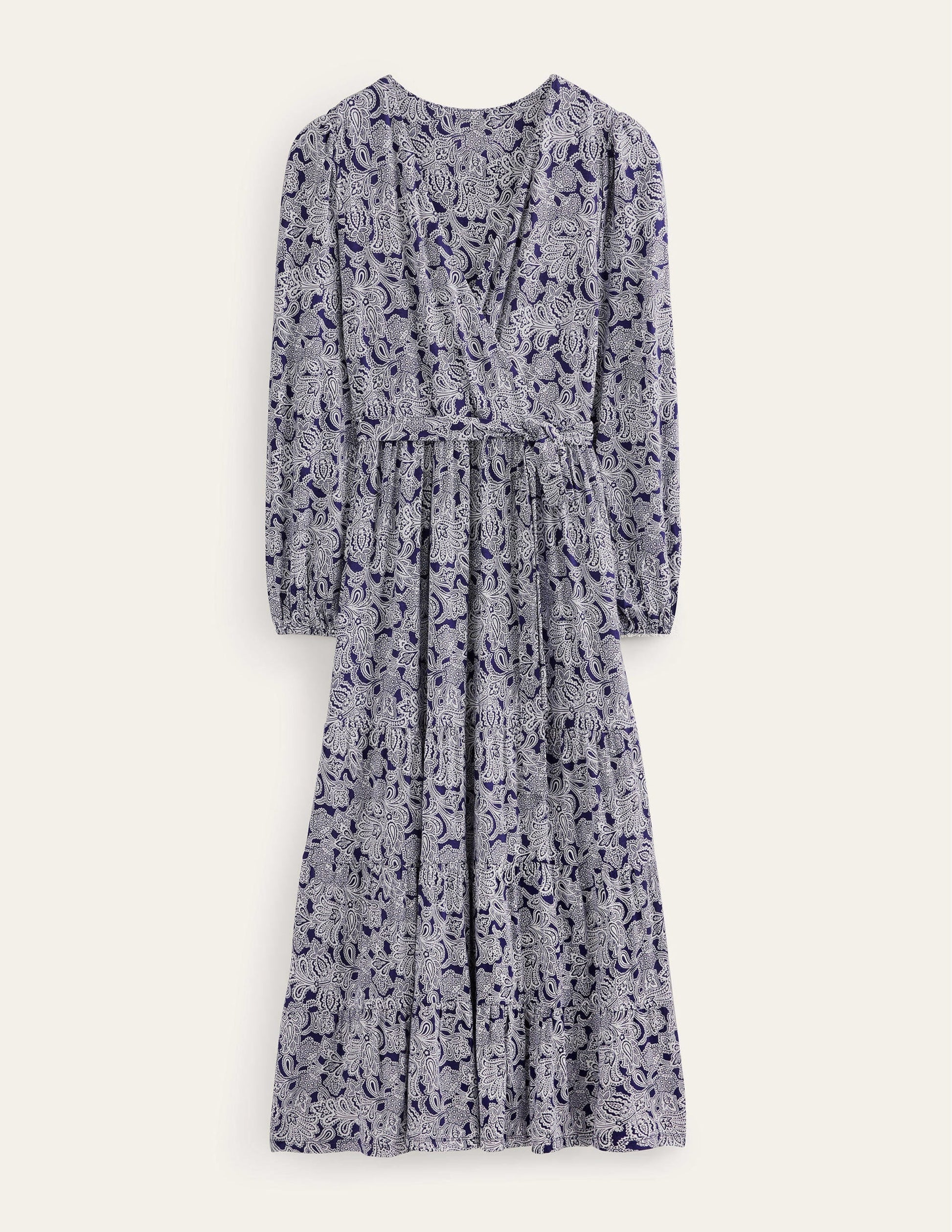 Multi Tiered Wrap Maxi Dress-Prussian Blue, Paisley Bud-5