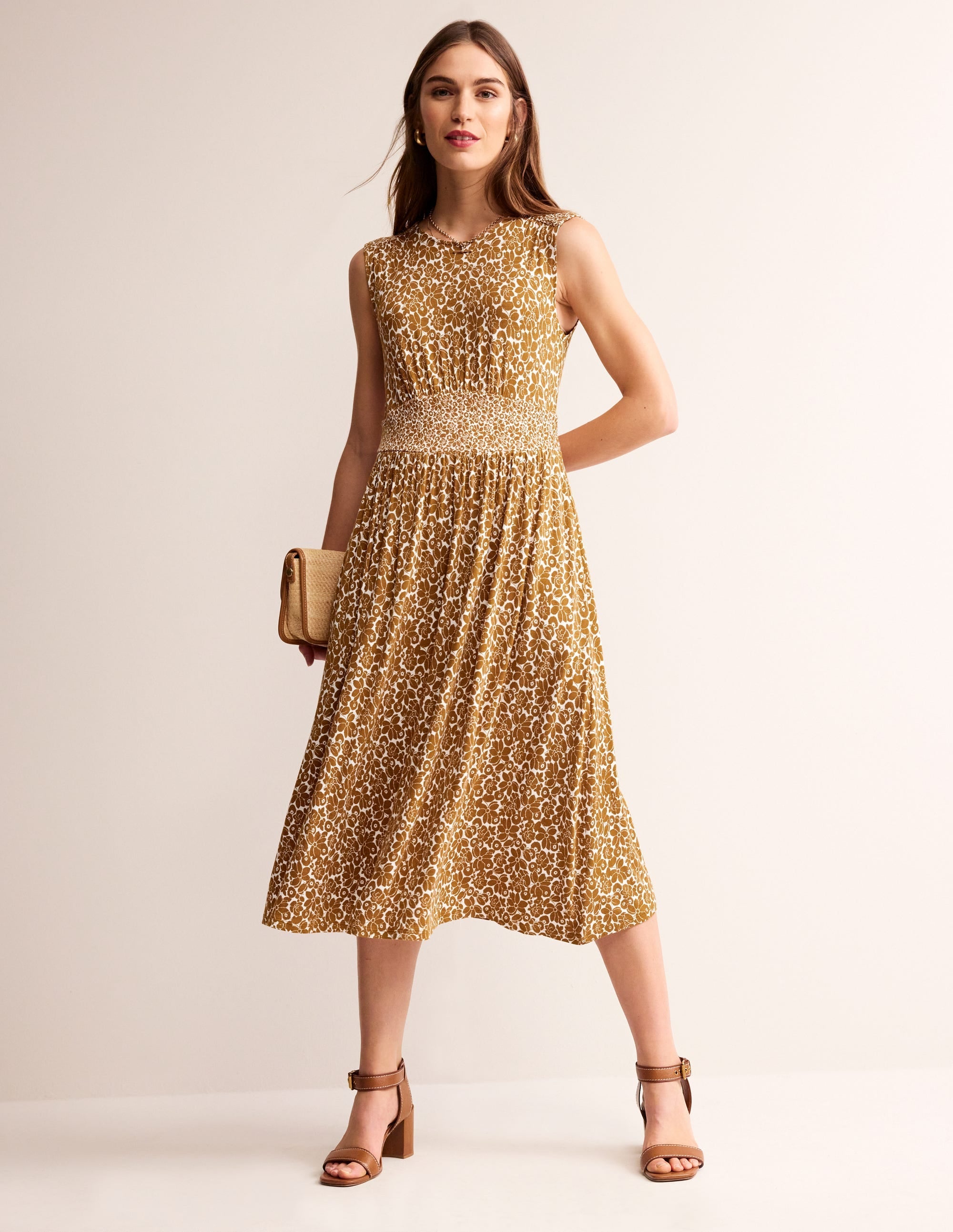 Thea Sleeveless Midi Dress-Bronze Brown, Bloomsbury Pop - Image 6