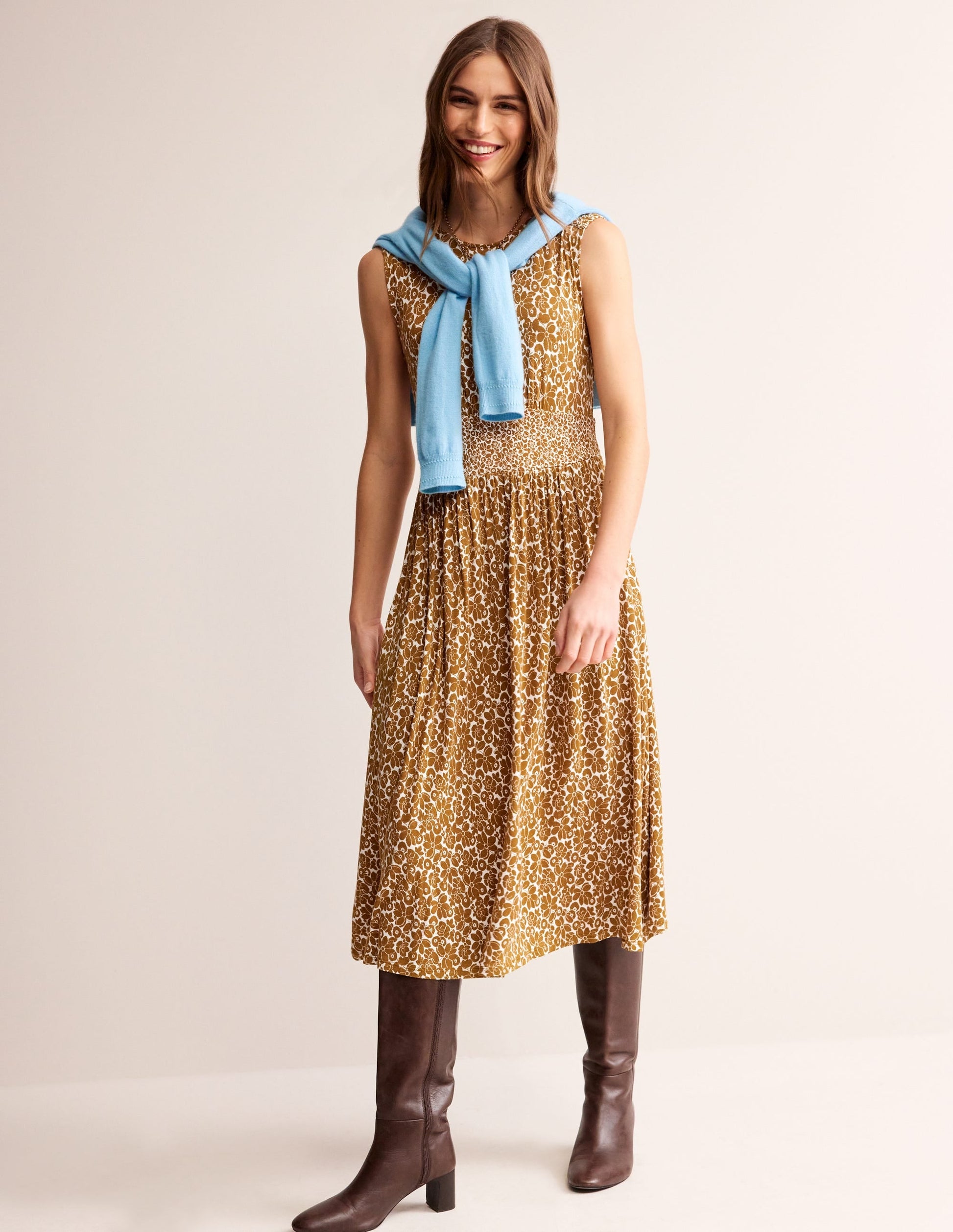 Thea Sleeveless Midi Dress-Bronze Brown, Bloomsbury Pop-7