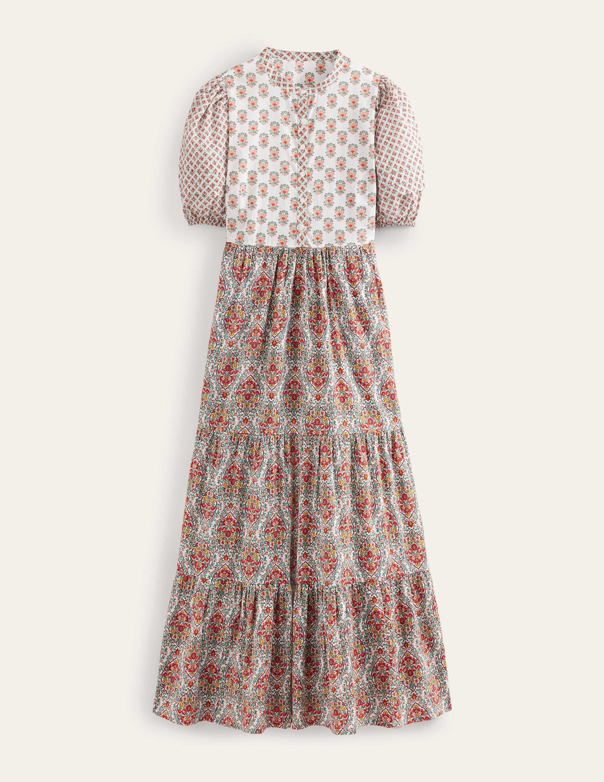 Pintuck Detail Maxi Dress-Ivory, Dainty Floret-5