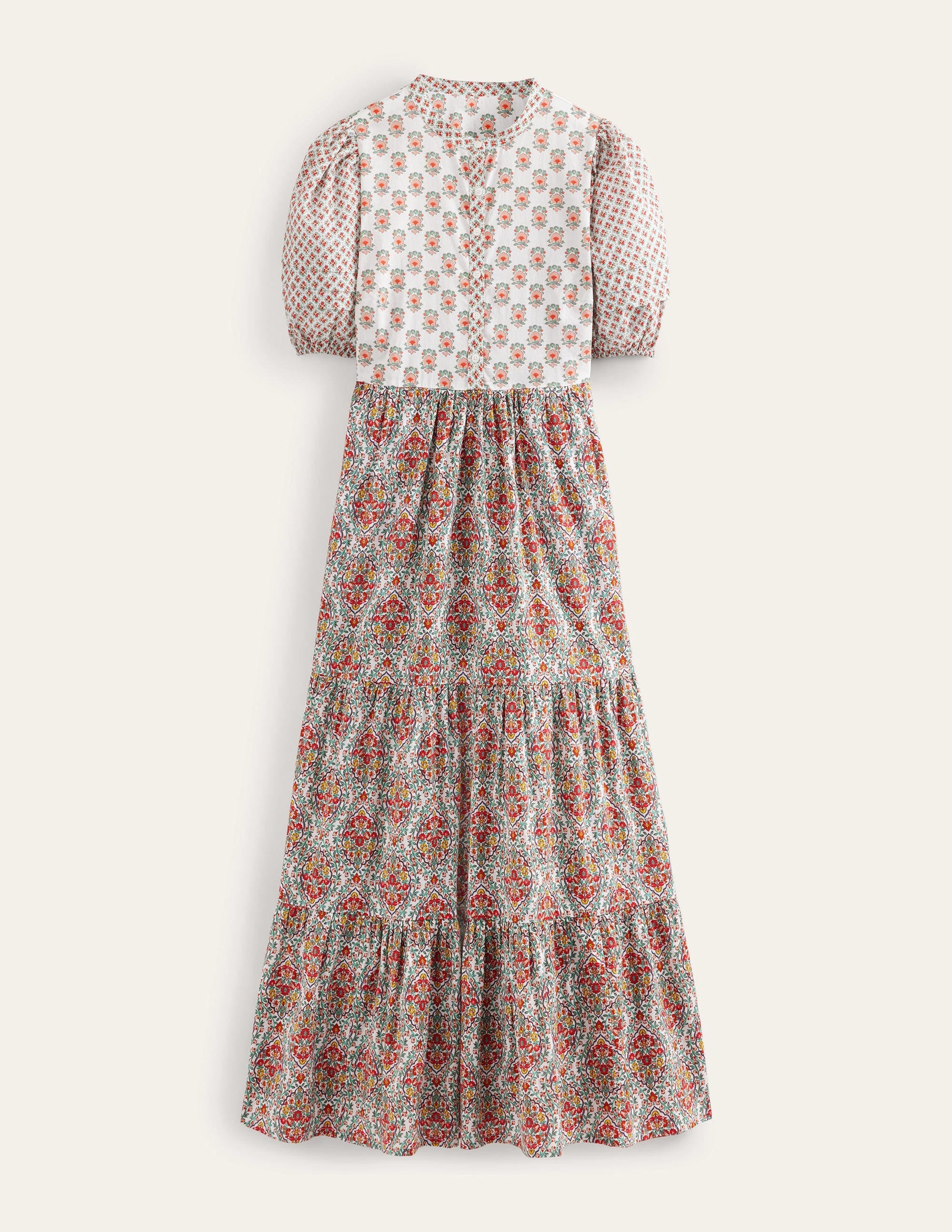 Pintuck Detail Maxi Dress-Ivory, Dainty Floret - Image 5