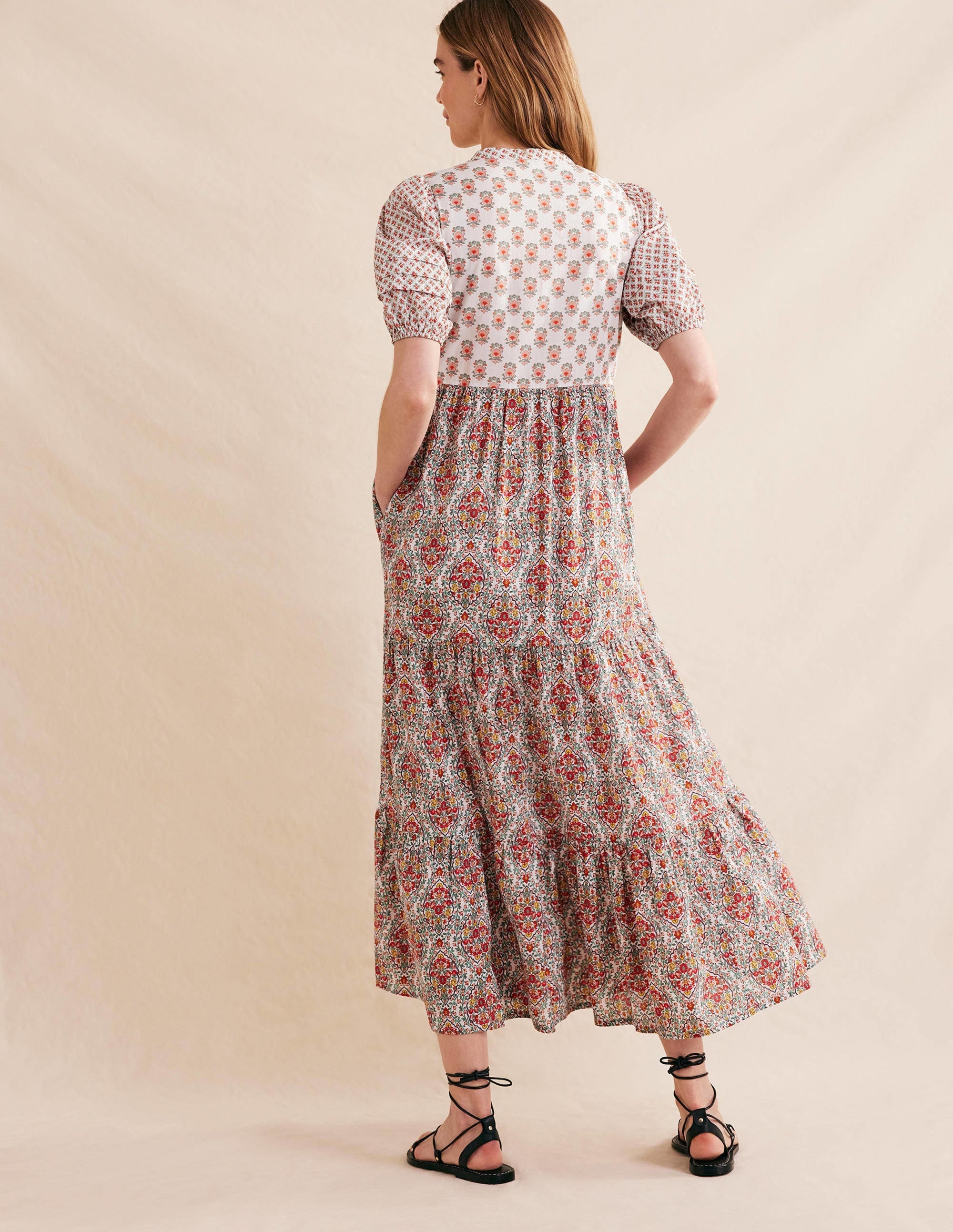Pintuck Detail Maxi Dress-Ivory, Dainty Floret - Image 4
