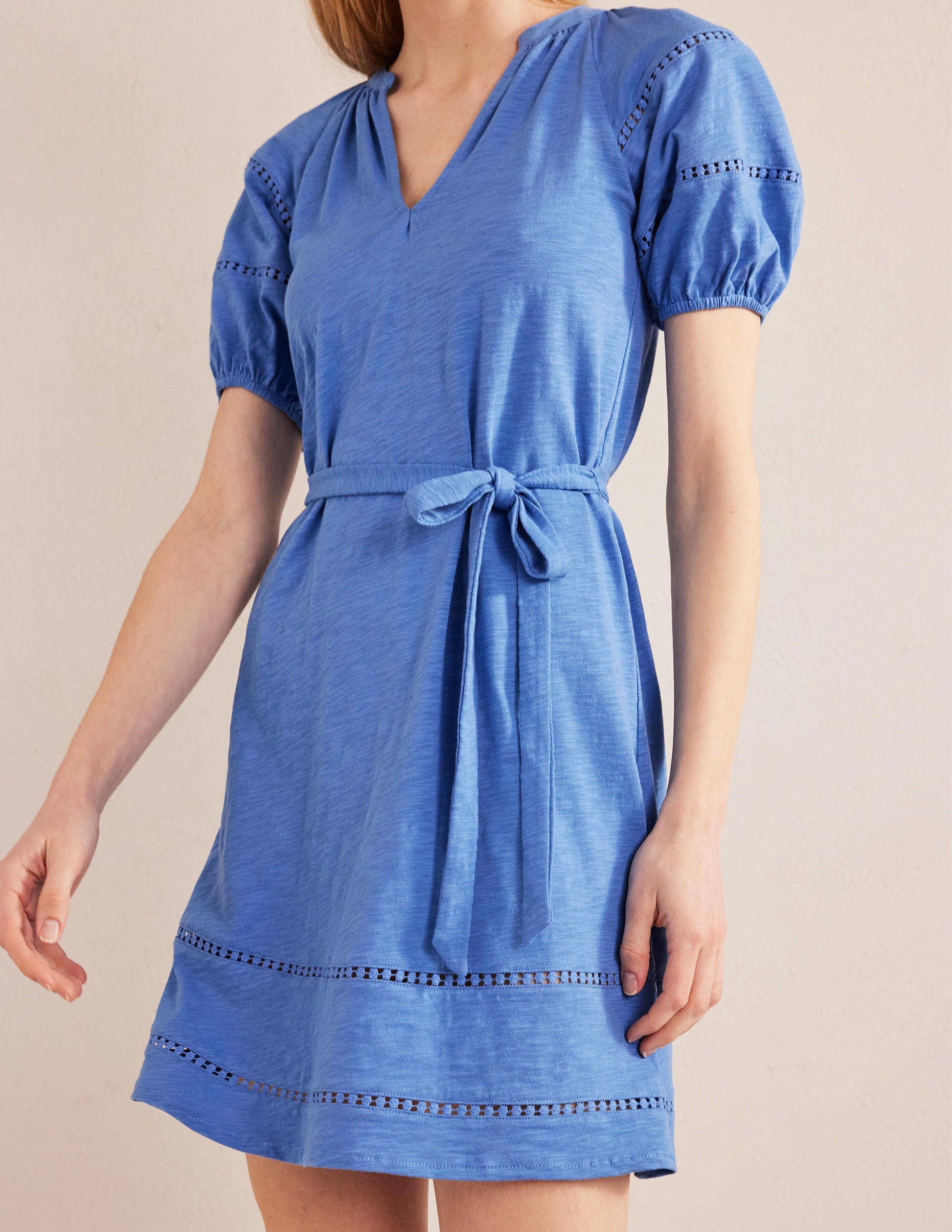 Trim Detail Jersey Dress-Porcelain Blue-4