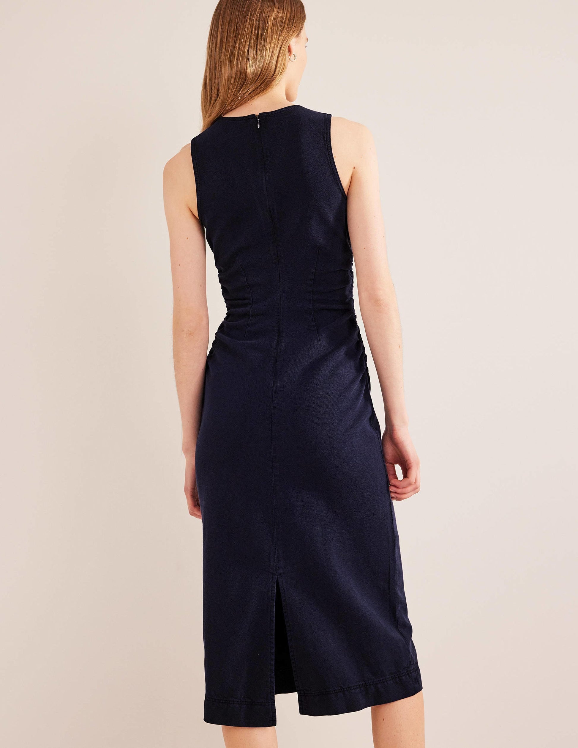 Side Ruched Column Midi Dress-Mid Vintage-3
