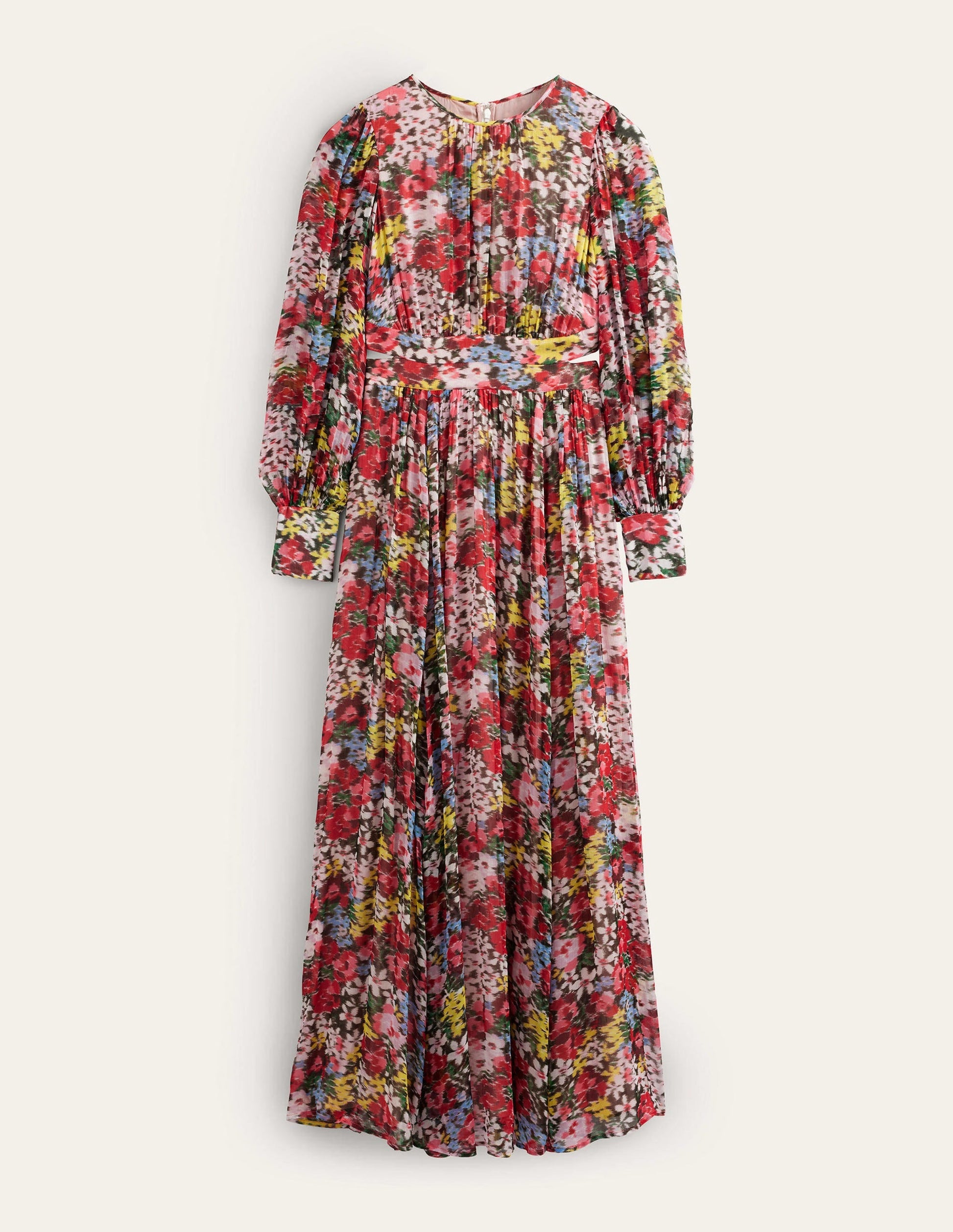 Curved Waist Maxi Dress-Multi, Moire Bloom-8