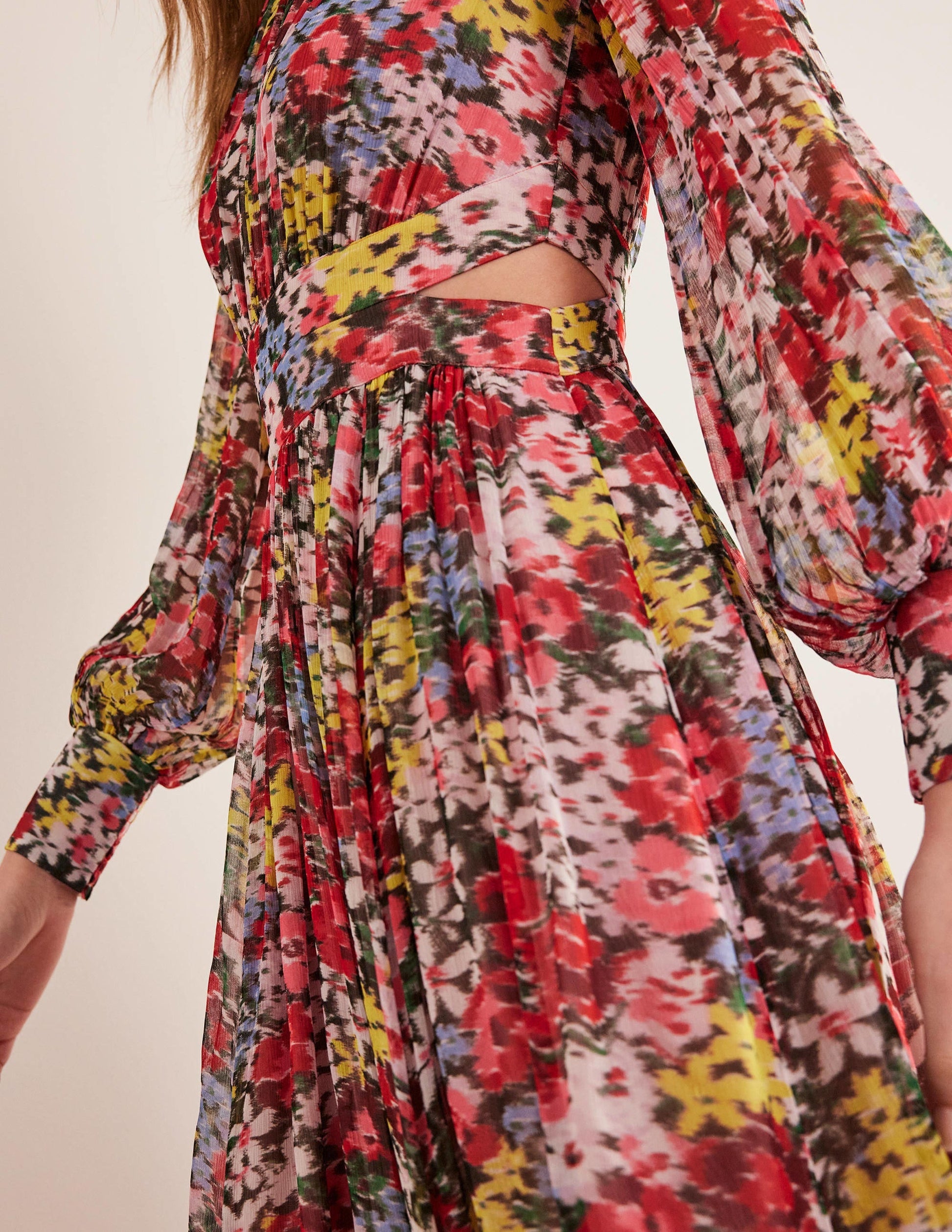 Curved Waist Maxi Dress-Multi, Moire Bloom-2