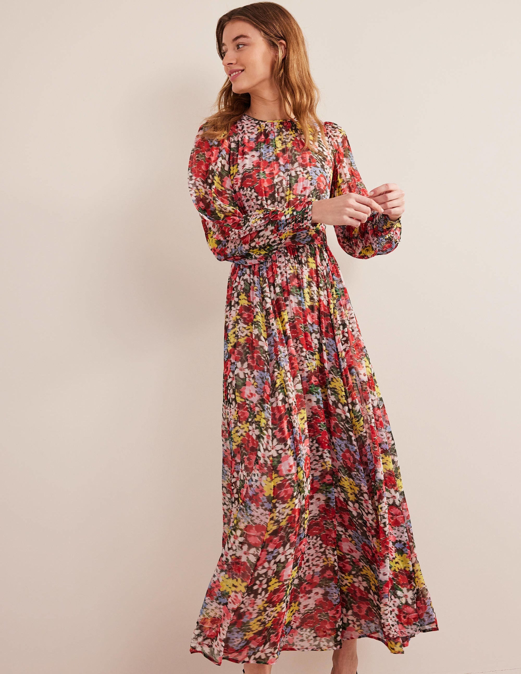 Curved Waist Maxi Dress-Multi, Moire Bloom - Image 4