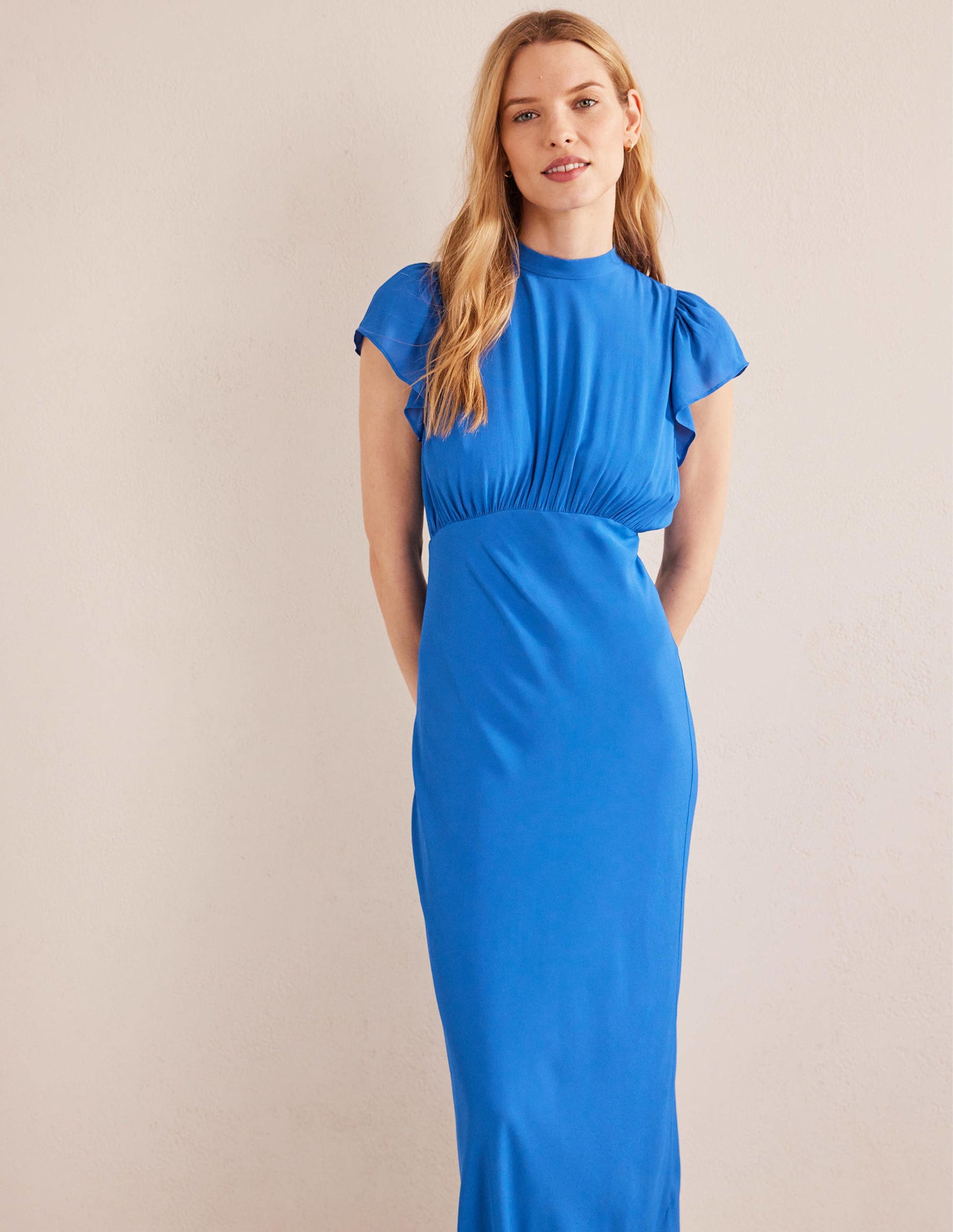 Tie Back Detail Maxi Dress-Cyan-4