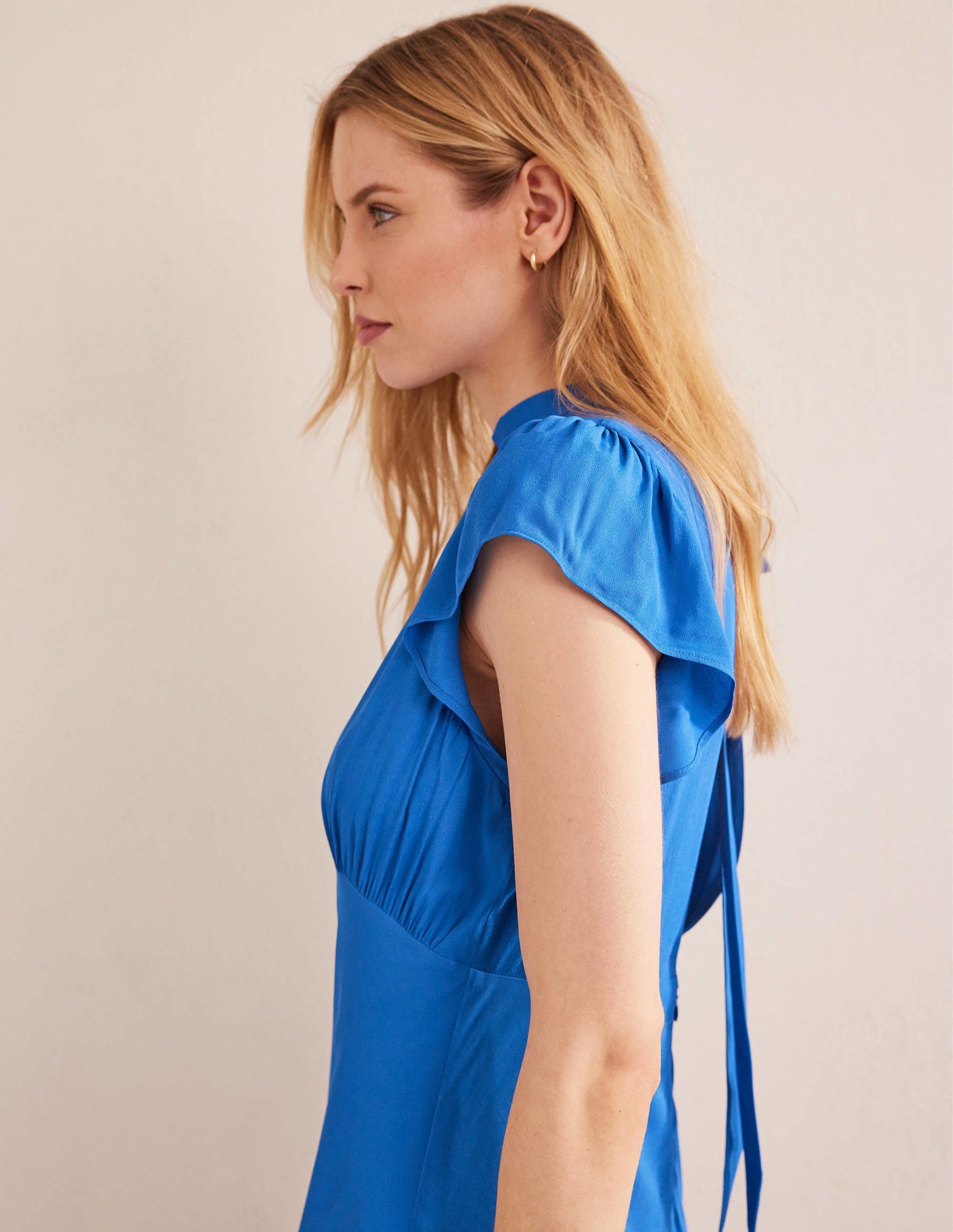 Tie Back Detail Maxi Dress-Cyan-5