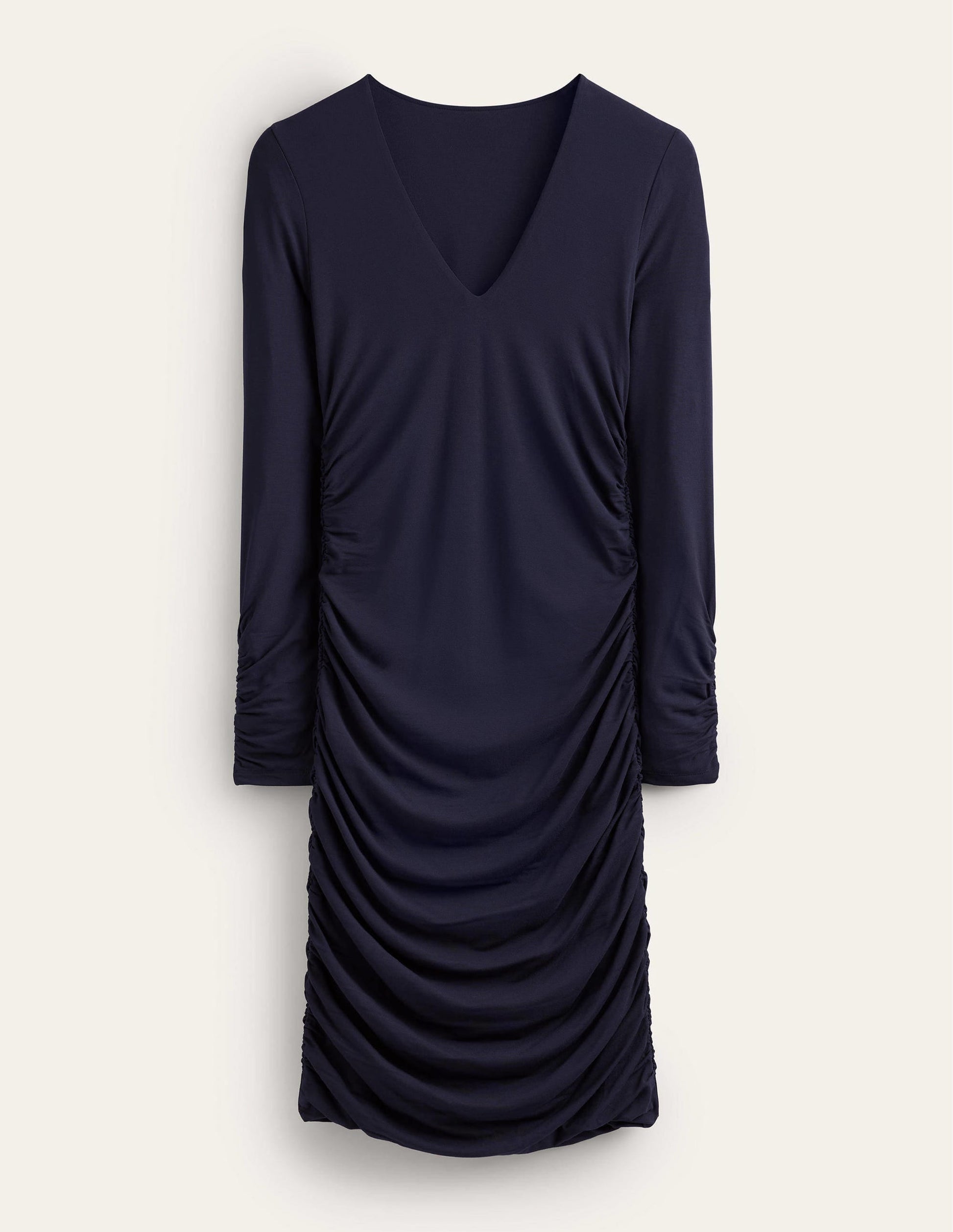 Ruched Body Jersey Mini Dress-Navy-5