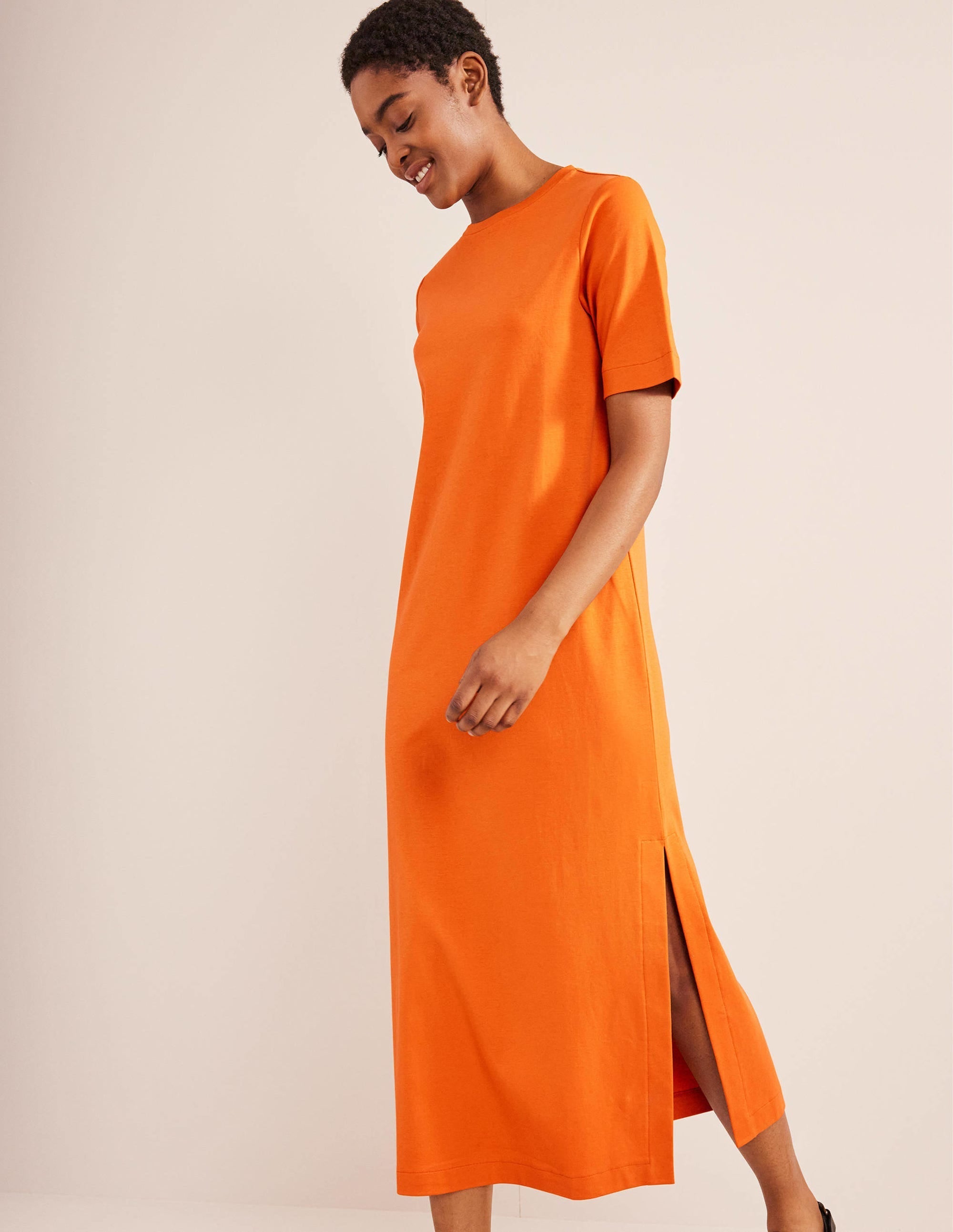 Jersey Midi T-Shirt Dress-Kumquat - Image 1