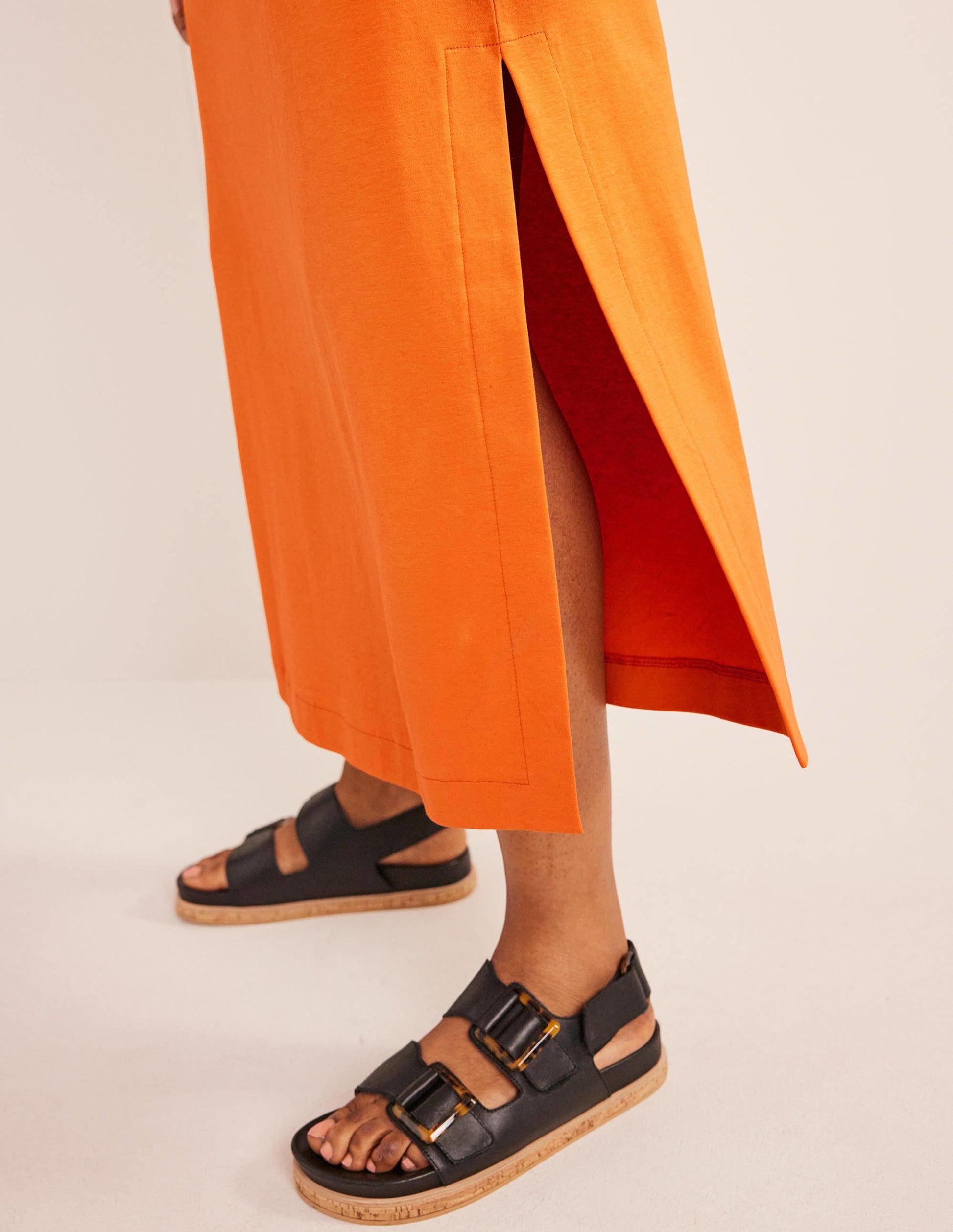 Jersey Midi T-Shirt Dress-Kumquat-2