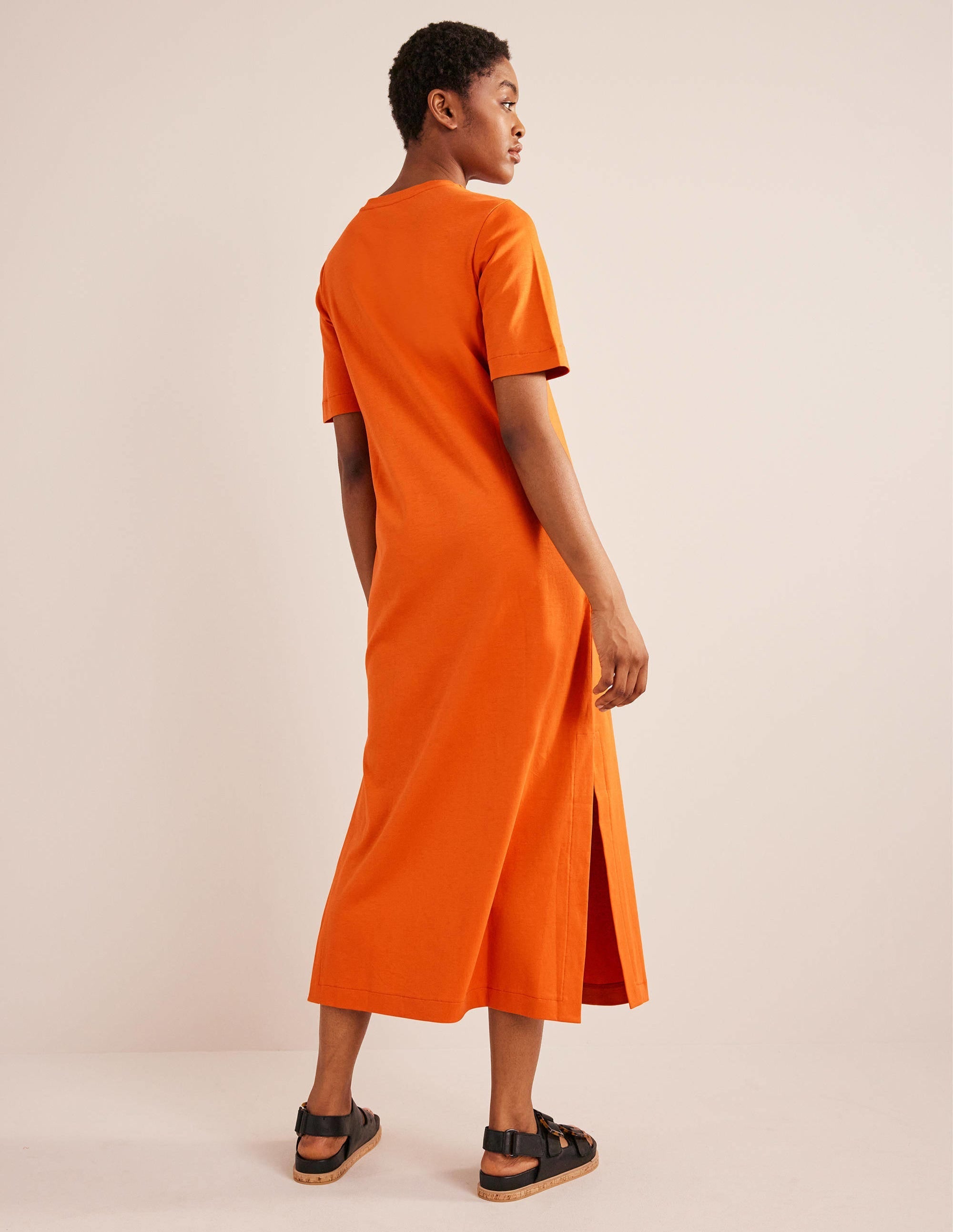 Jersey Midi T-Shirt Dress-Kumquat - Image 3