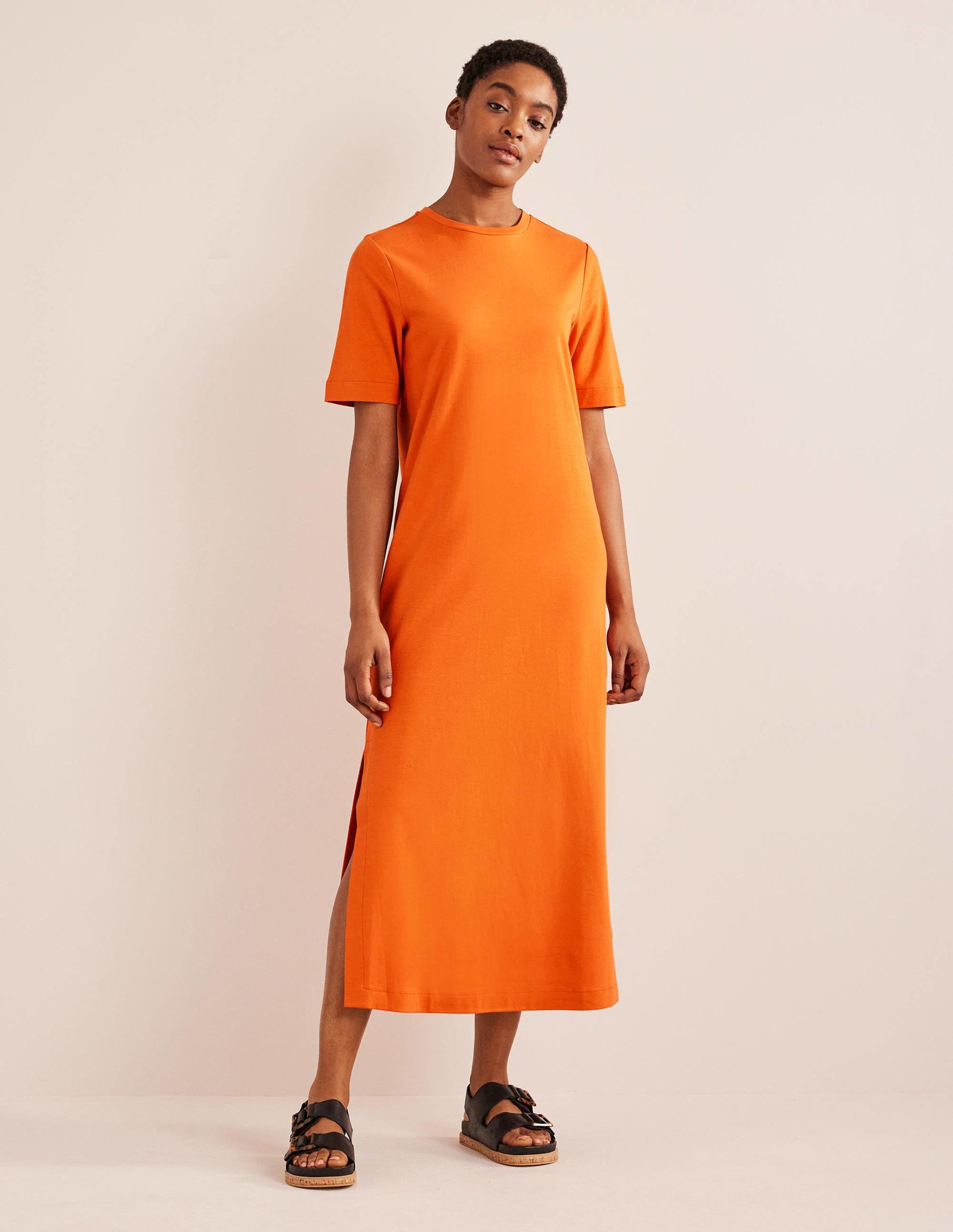 Jersey Midi T-Shirt Dress-Kumquat-4