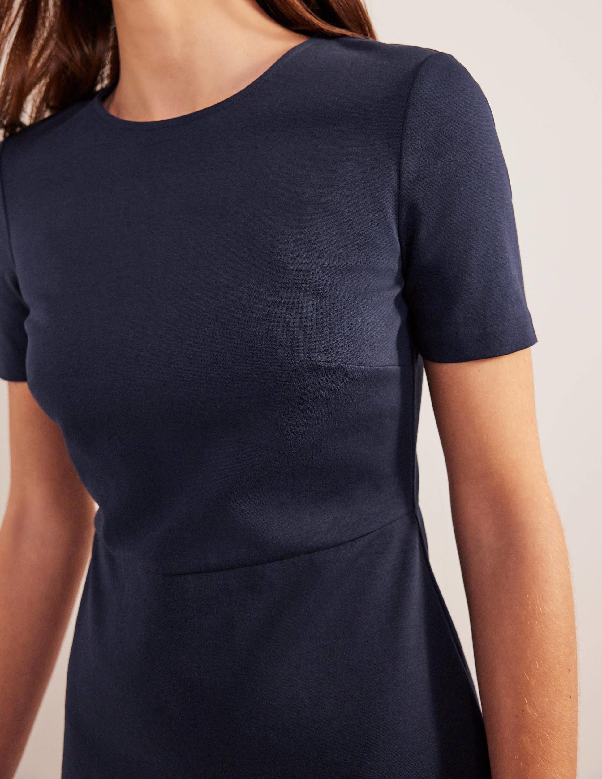 Jersey Mini Shift Dress-Navy-2
