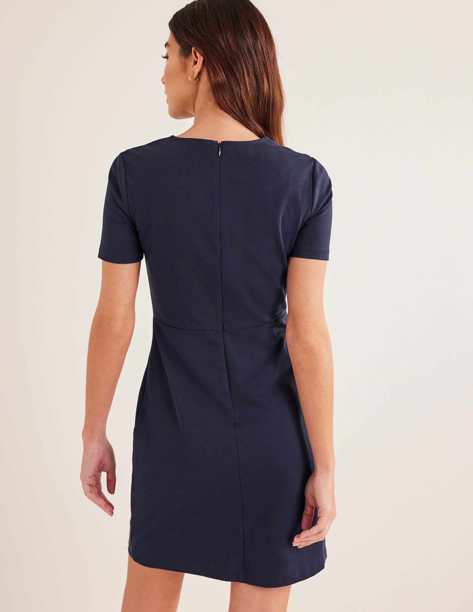 Jersey Mini Shift Dress-Navy - Image 3