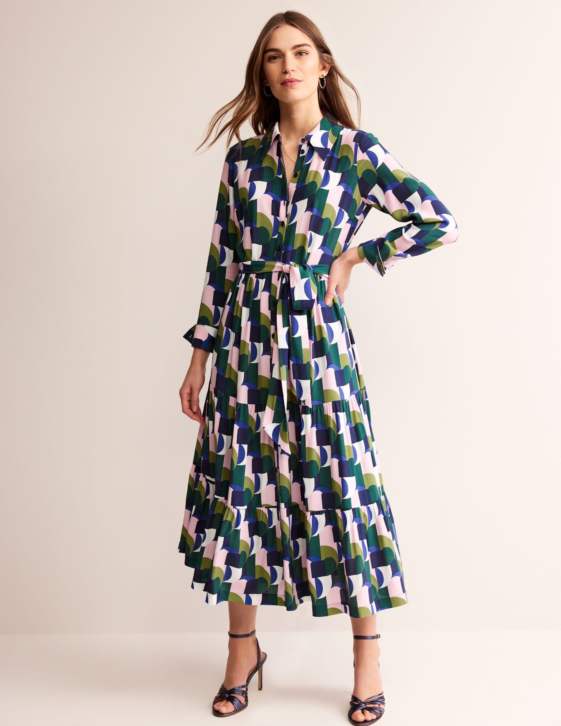 Flo Midi Shirt Dress-Botanic Garden, Geometric-5
