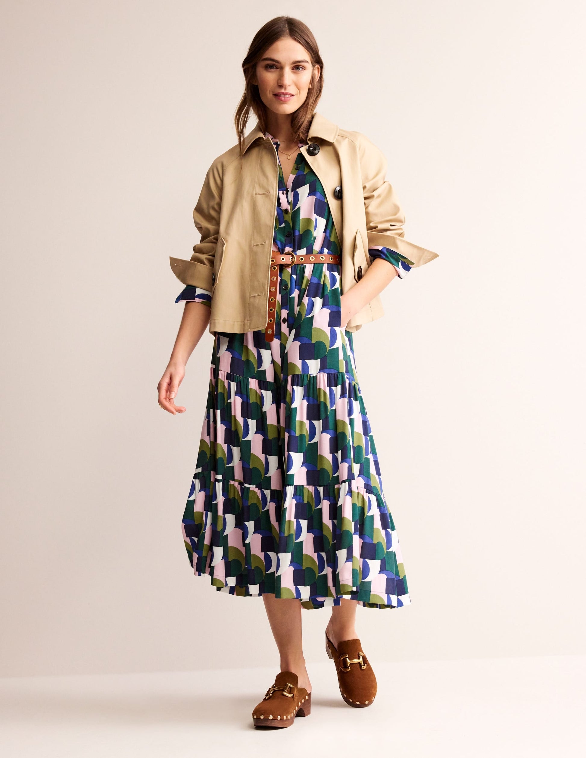 Flo Midi Shirt Dress-Botanic Garden, Geometric-6