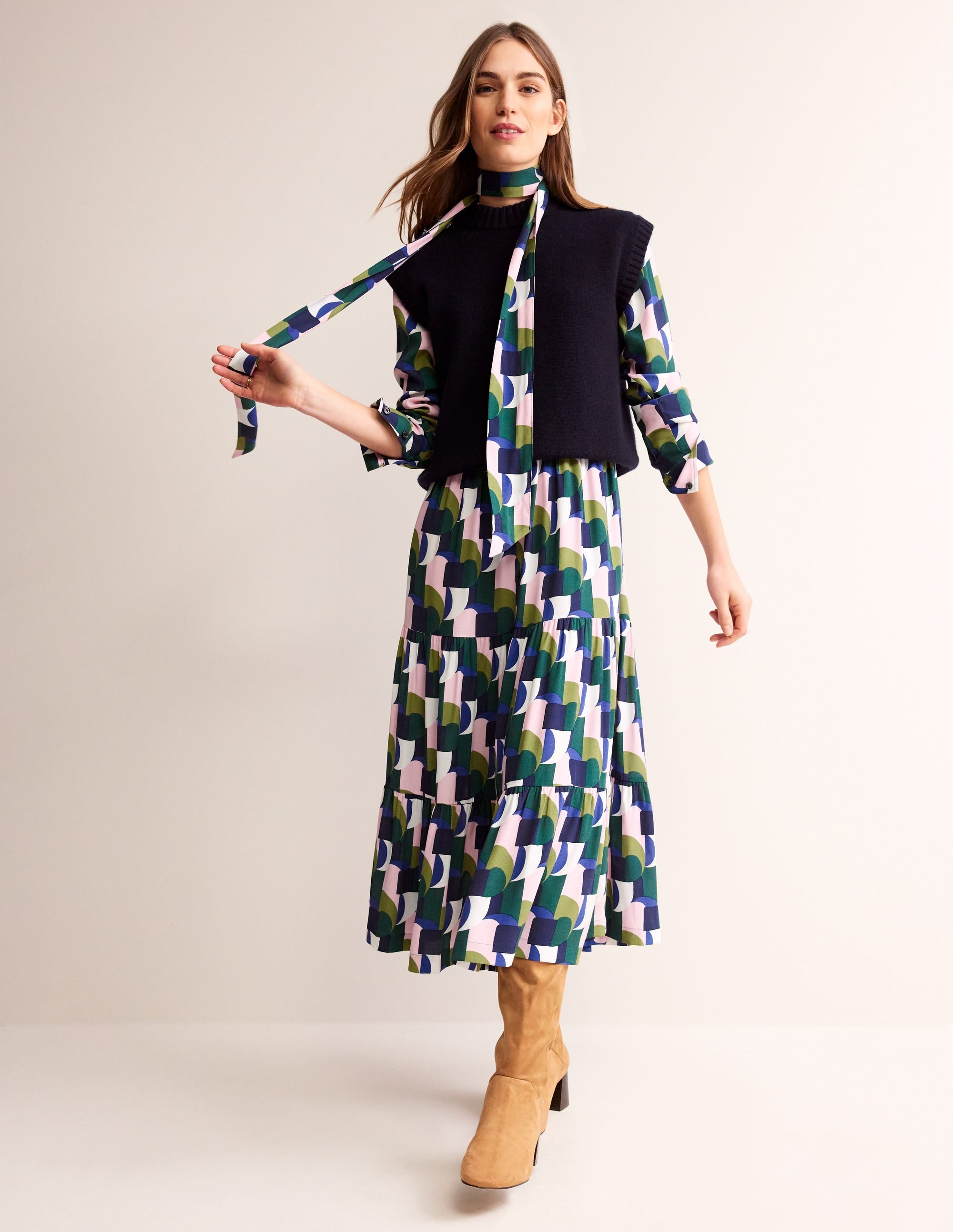 Flo Midi Shirt Dress-Botanic Garden, Geometric - Image 7