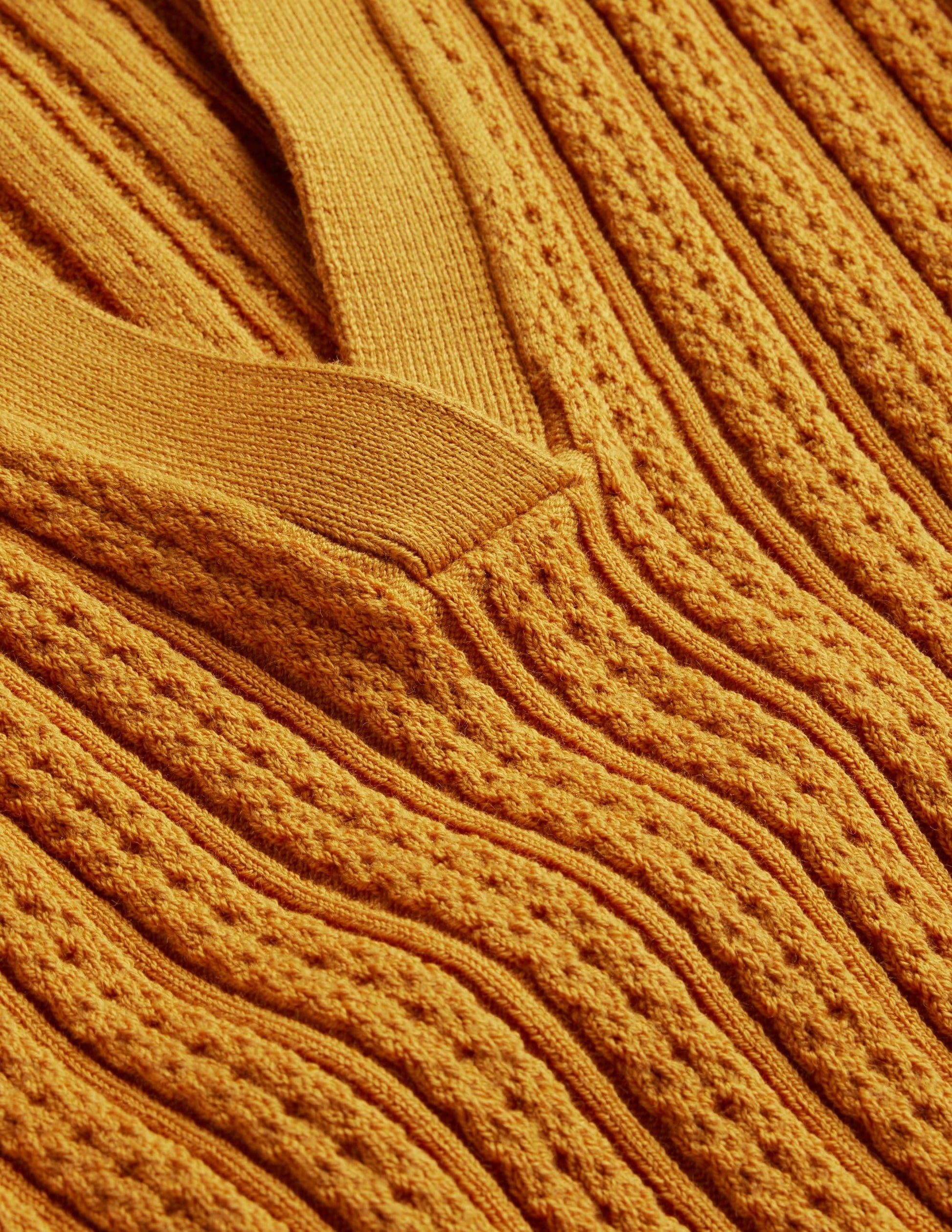 Ribbed Pointelle Collared Top-Harvest Gold-2