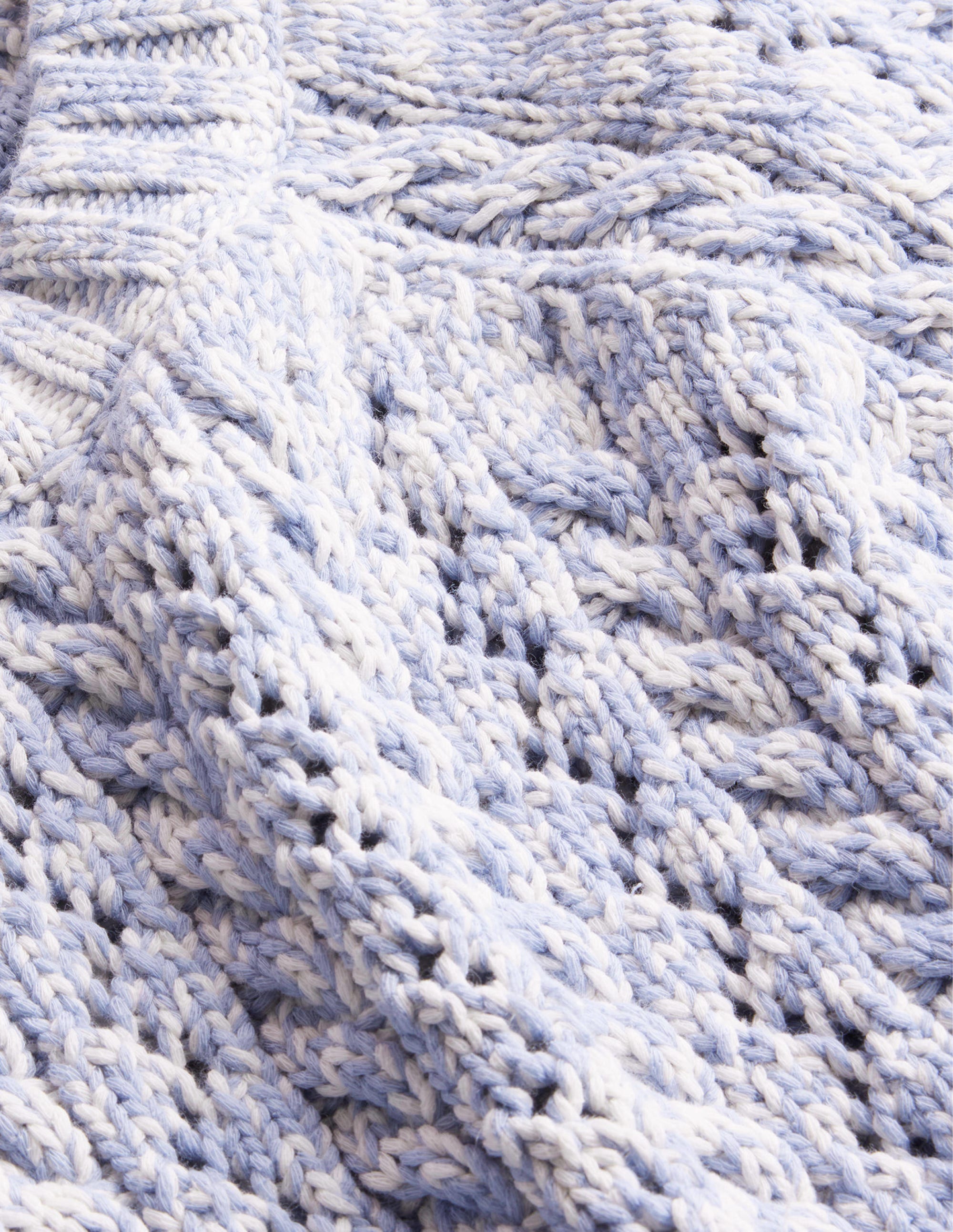 Marled Cable Jumper-Blue Blizzard, Ivory Marl - Image 6