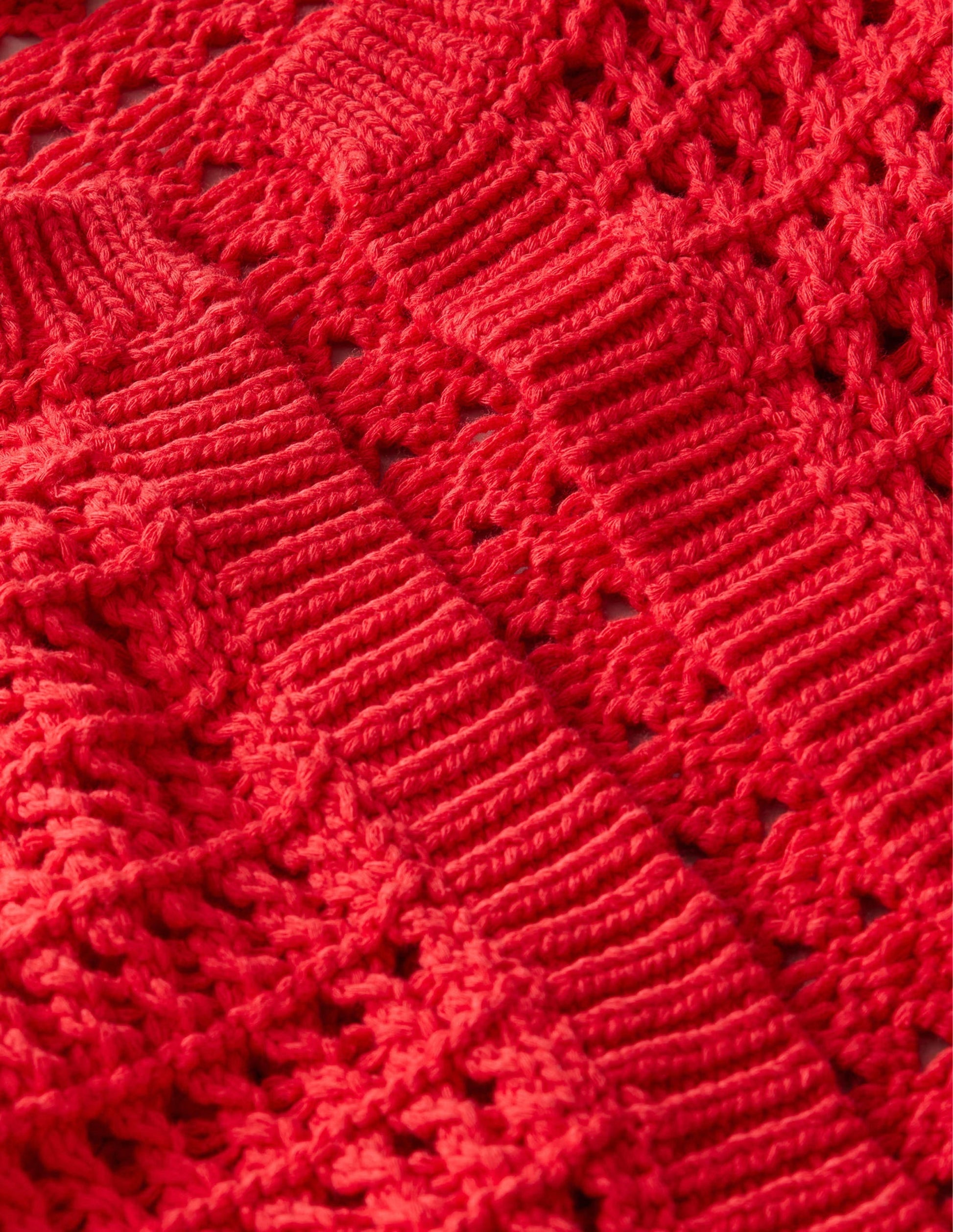 Cropped Crochet Cardigan-High Risk Red-6