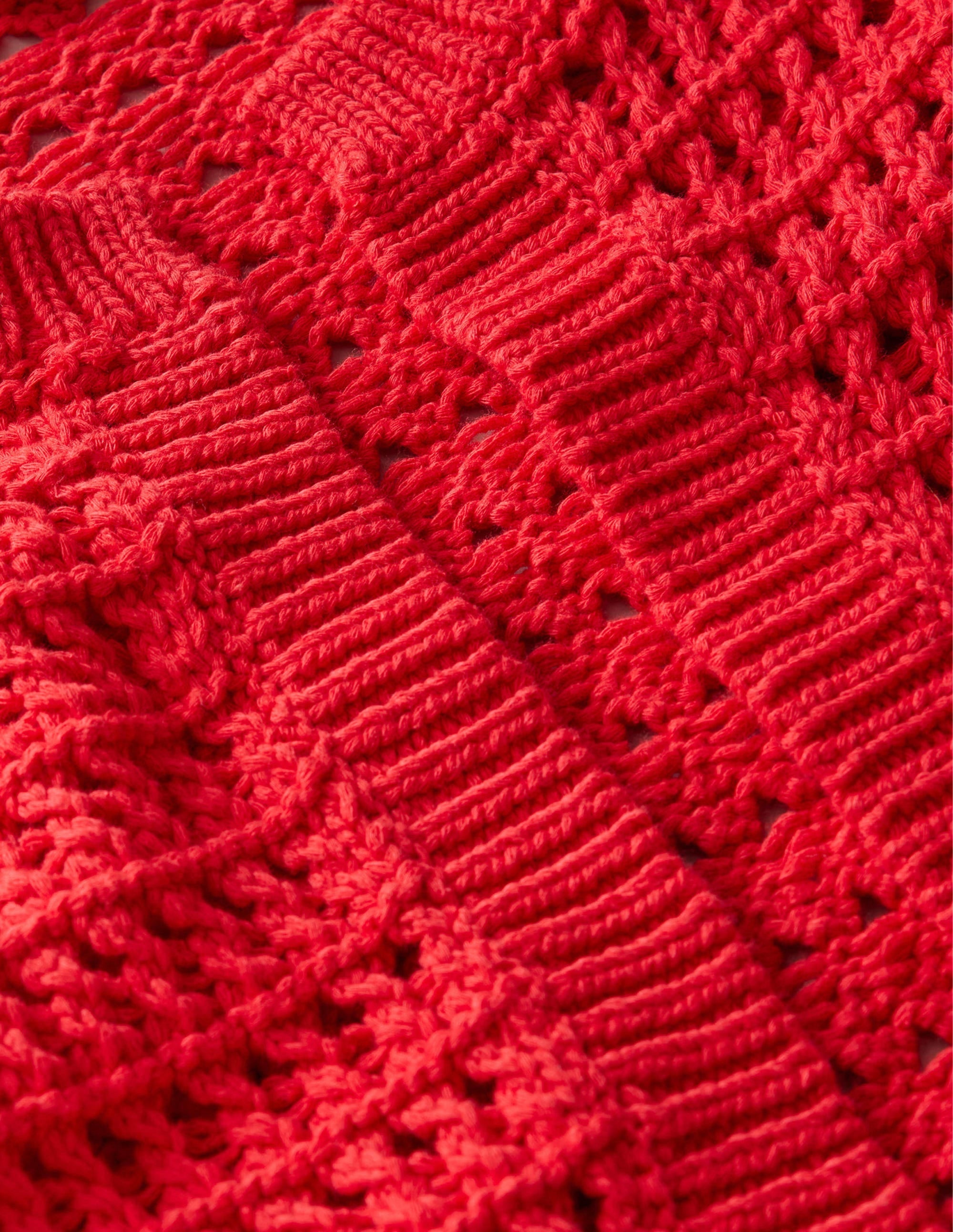 Cropped Crochet Cardigan-High Risk Red - Image 6