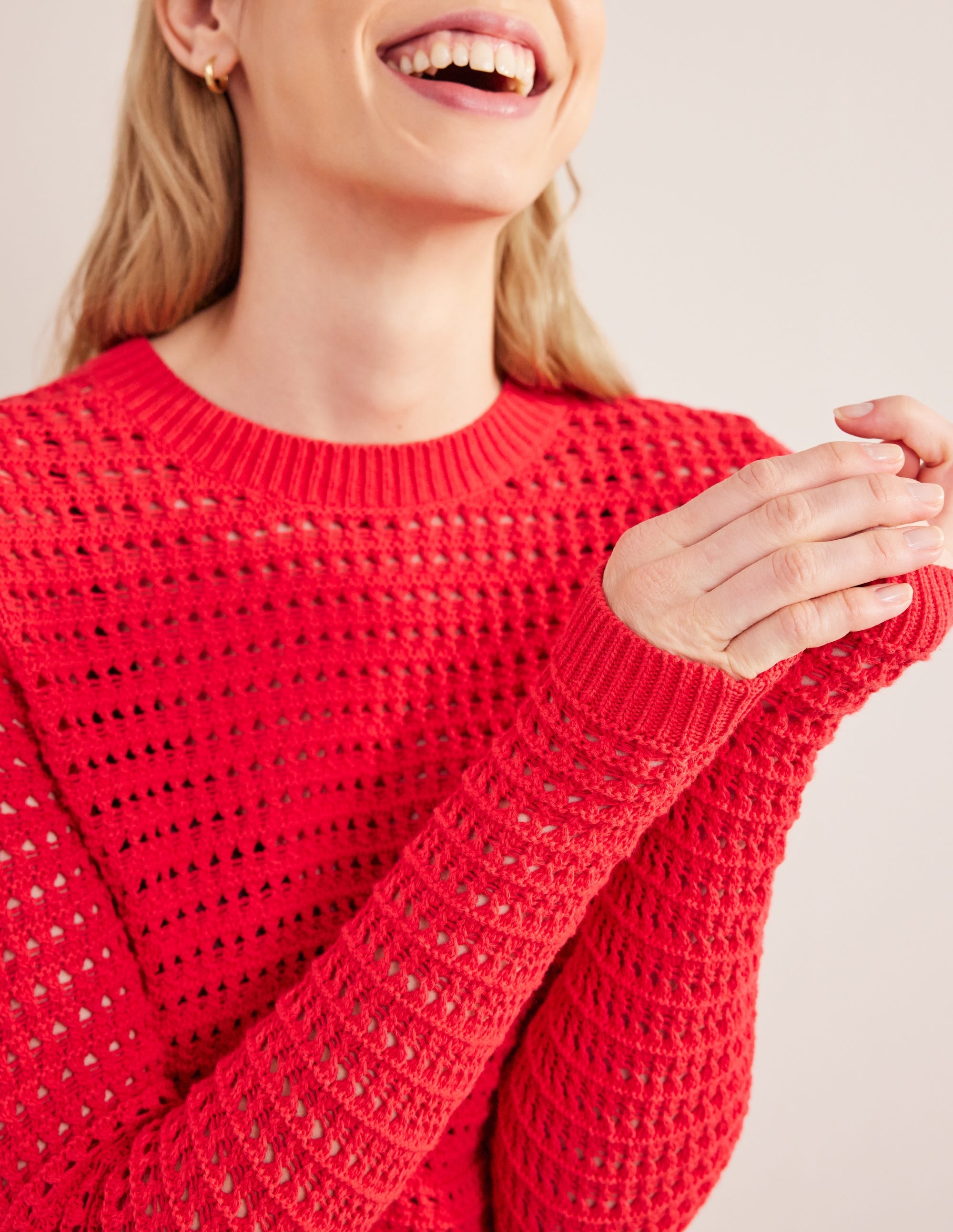 Cropped Crochet Jumper-High Risk Red - Image 2