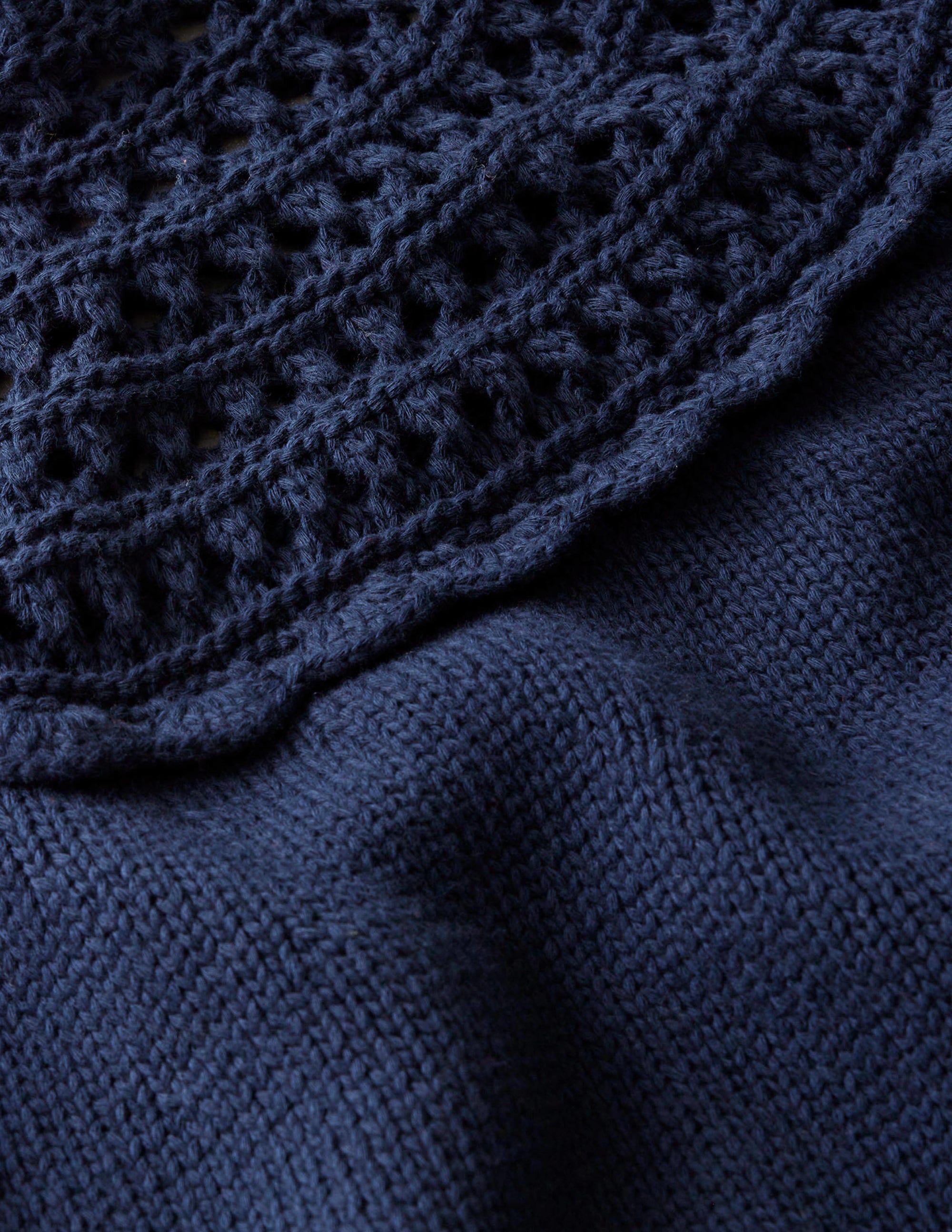 Crochet Yoke Jumper-Navy - Image 6