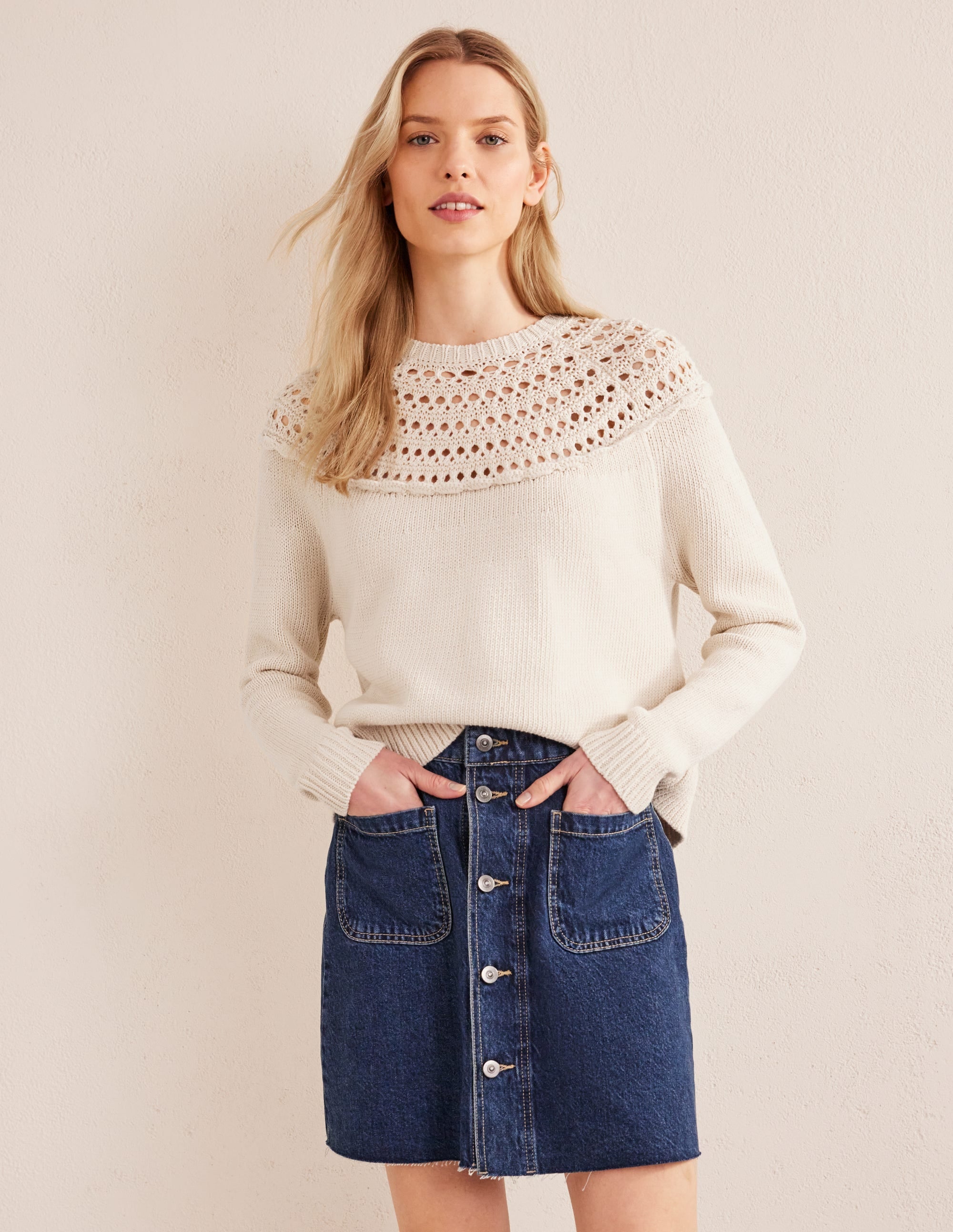 Crochet Yoke Jumper-Shearling - Image 4