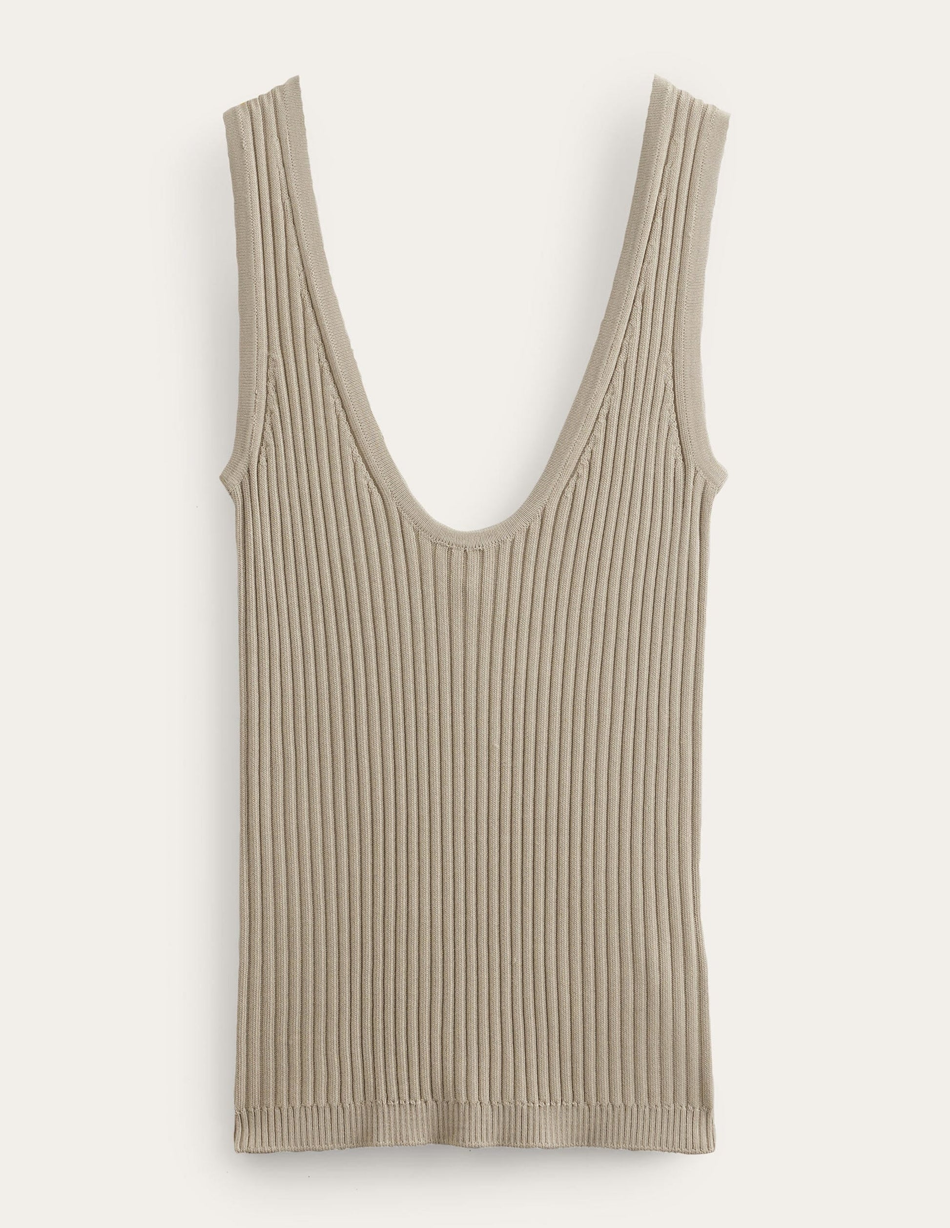 Cropped Scoop Ribbed Vest-Stone-8