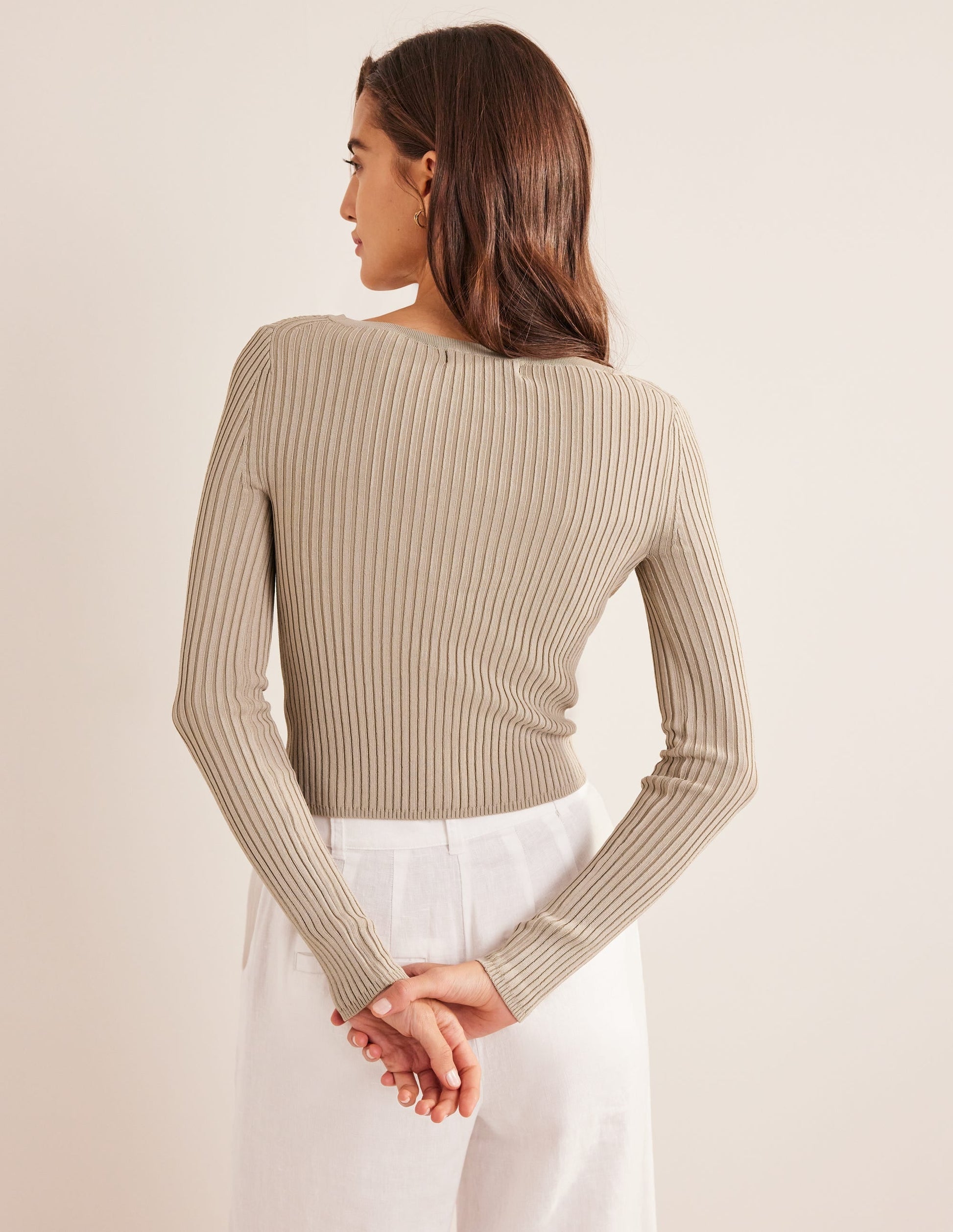 Cropped Scoop Ribbed Vest-Stone-3