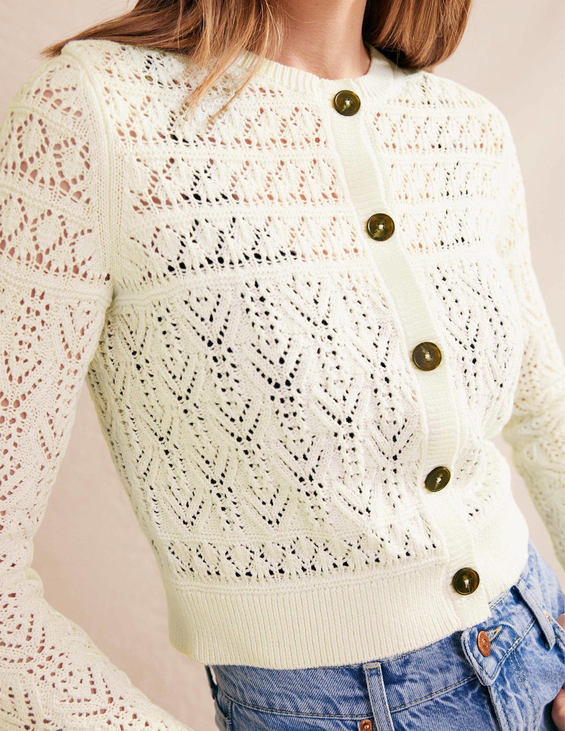 Pointelle Cotton Cardigan-Warm Ivory-2