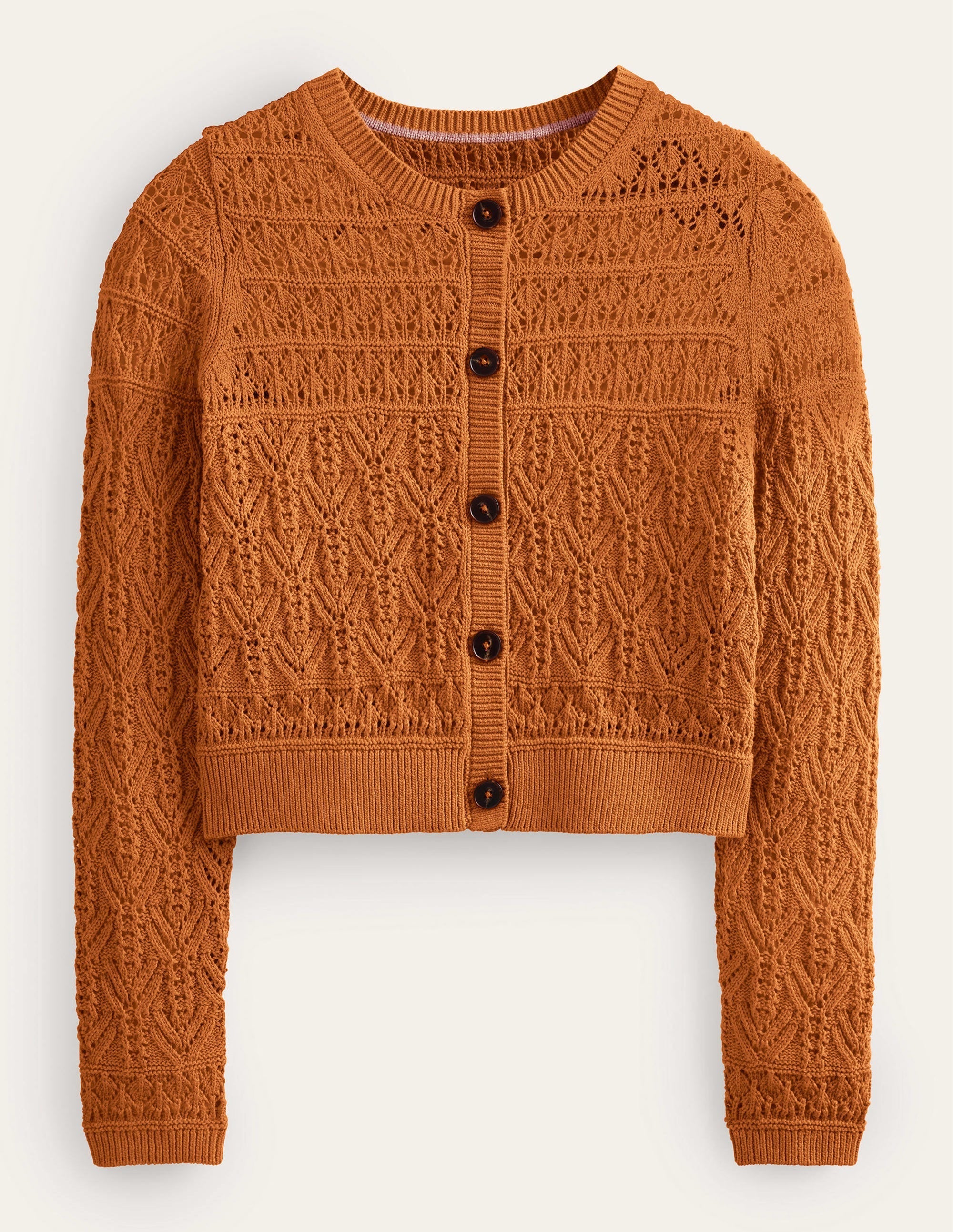Pointelle Cotton Cardigan-Maple - Image 5