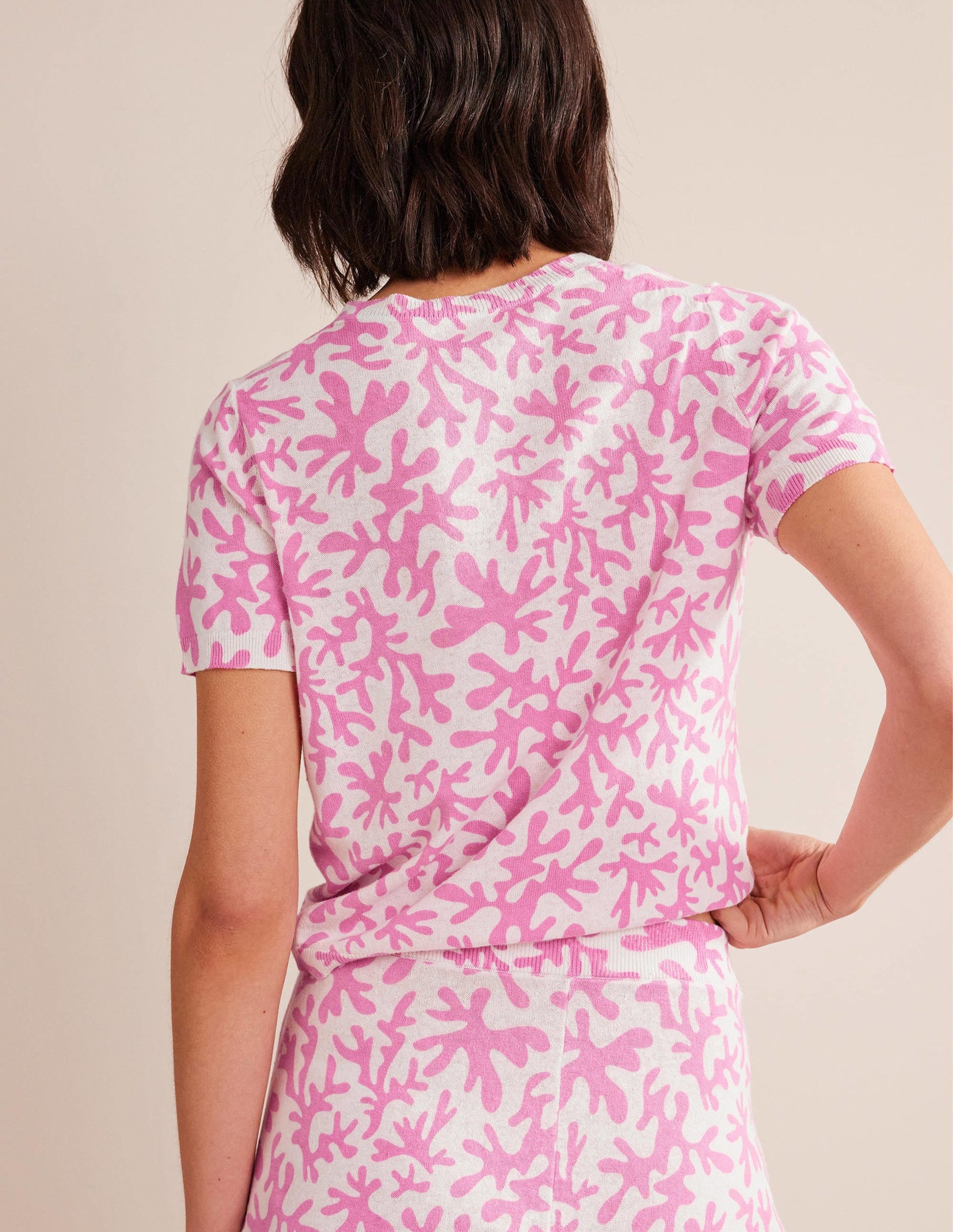 Printed Beach Cardigan-Plum Blossom, Abstract Foliage-3