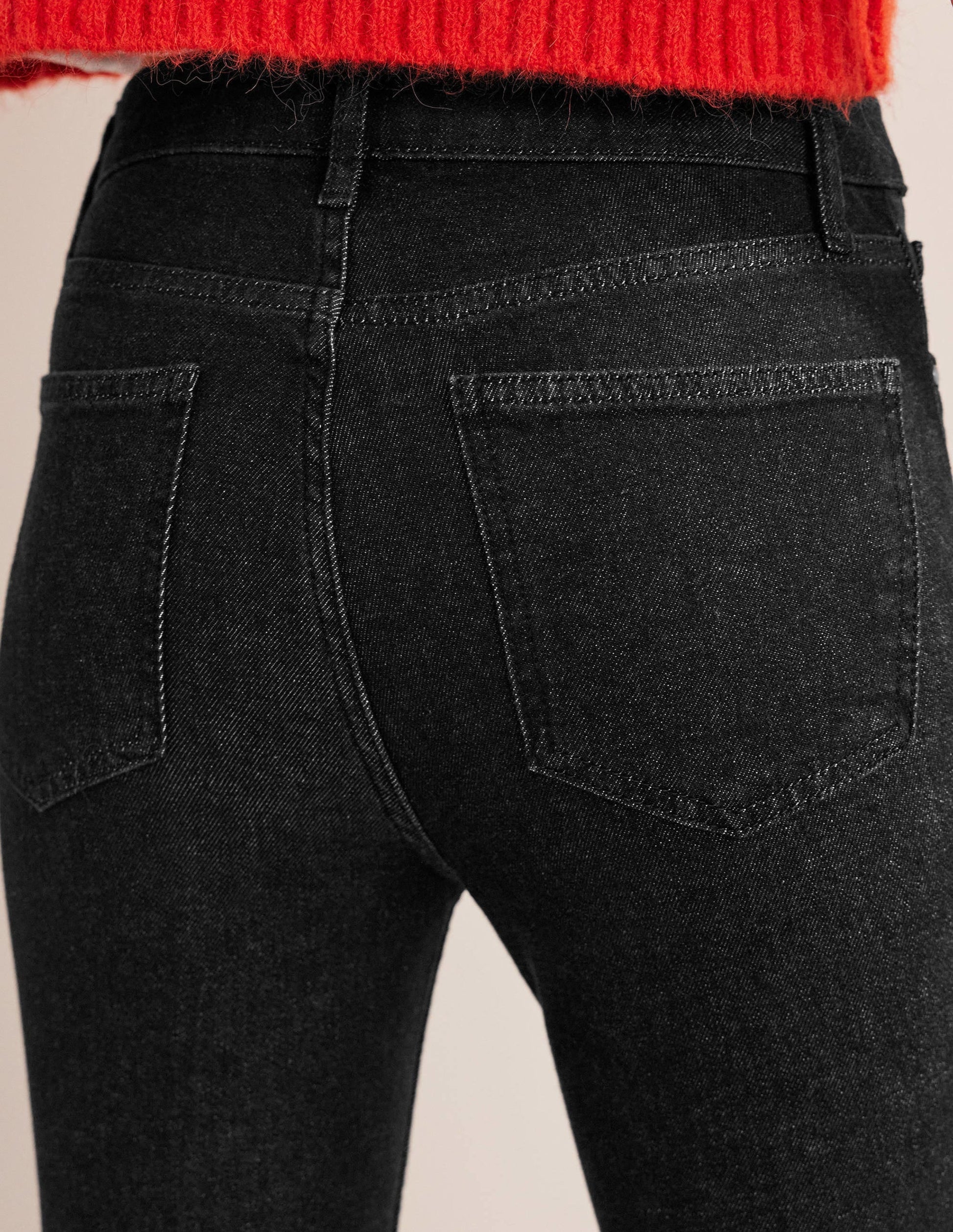 Fitted Cropped Flare Jeans-Black-2