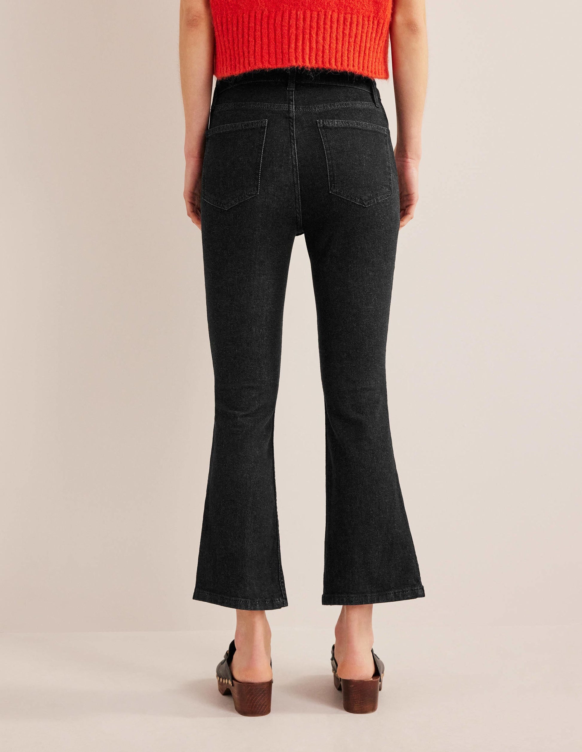 Fitted Cropped Flare Jeans-Black-3
