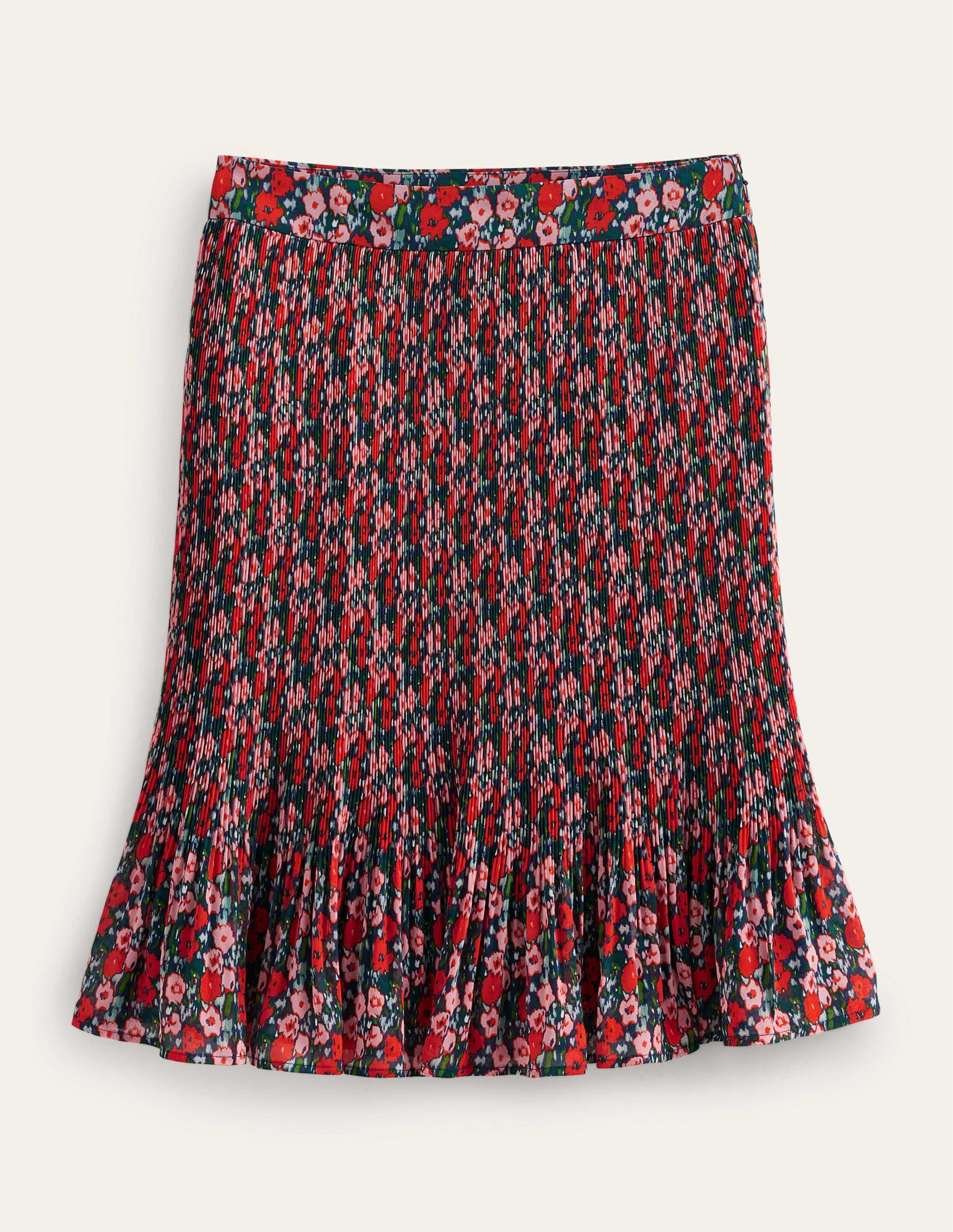 Knee Length Plisse Skirt-Multi, Abstract Poppy Small - Image 5