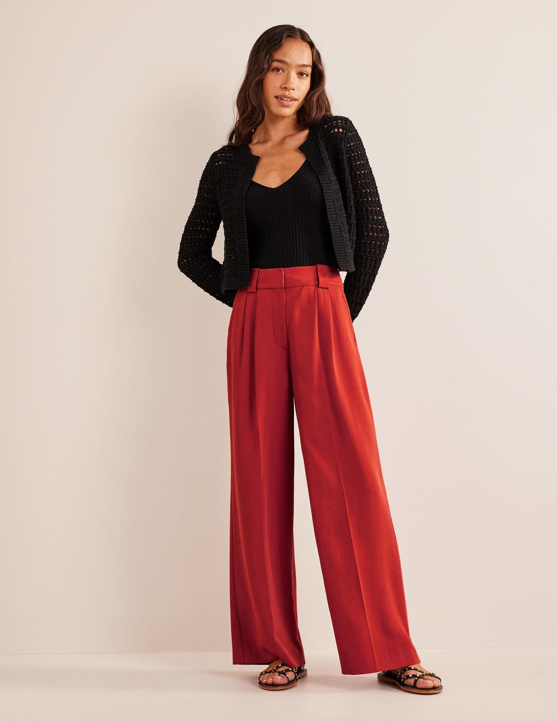 Islington Wide Leg Trousers-Tomato-1