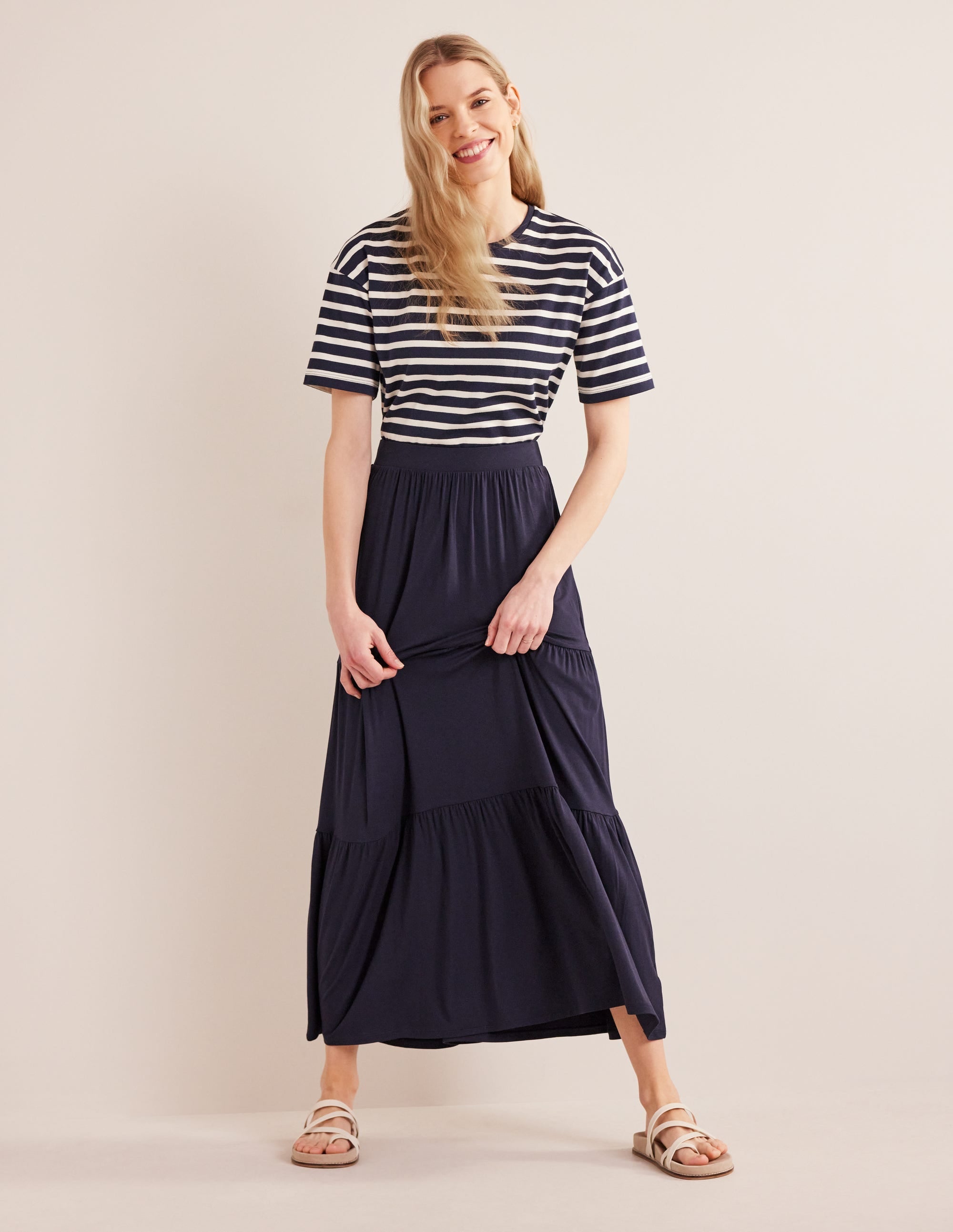 Jersey Maxi Skirt-Navy - Image 1