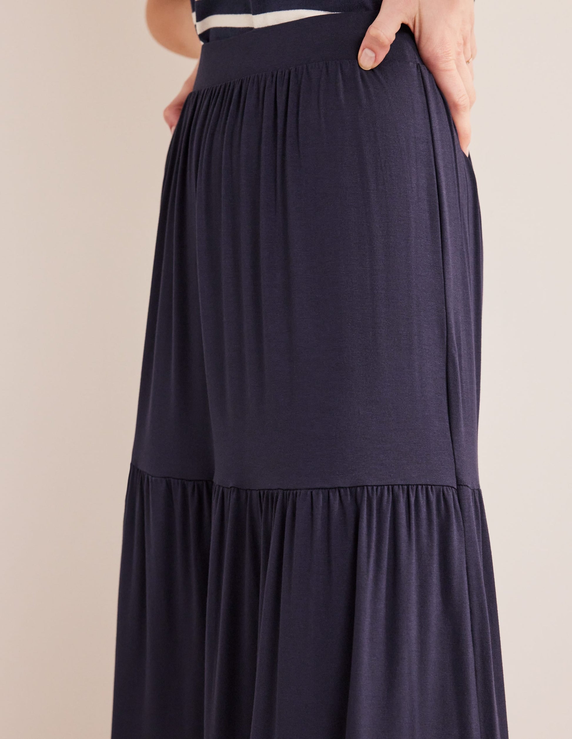 Jersey Maxi Skirt-Navy-2