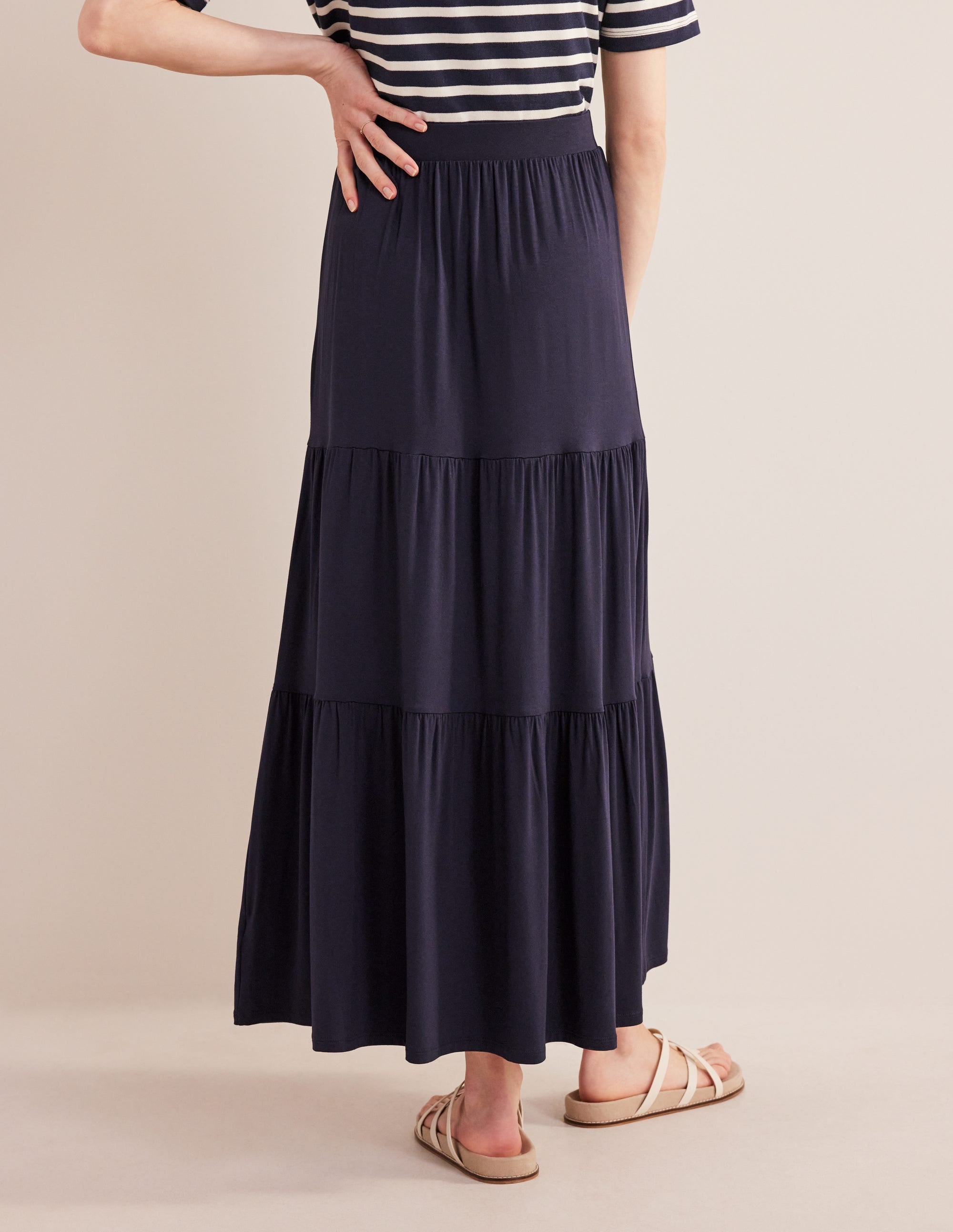 Jersey Maxi Skirt-Navy - Image 3