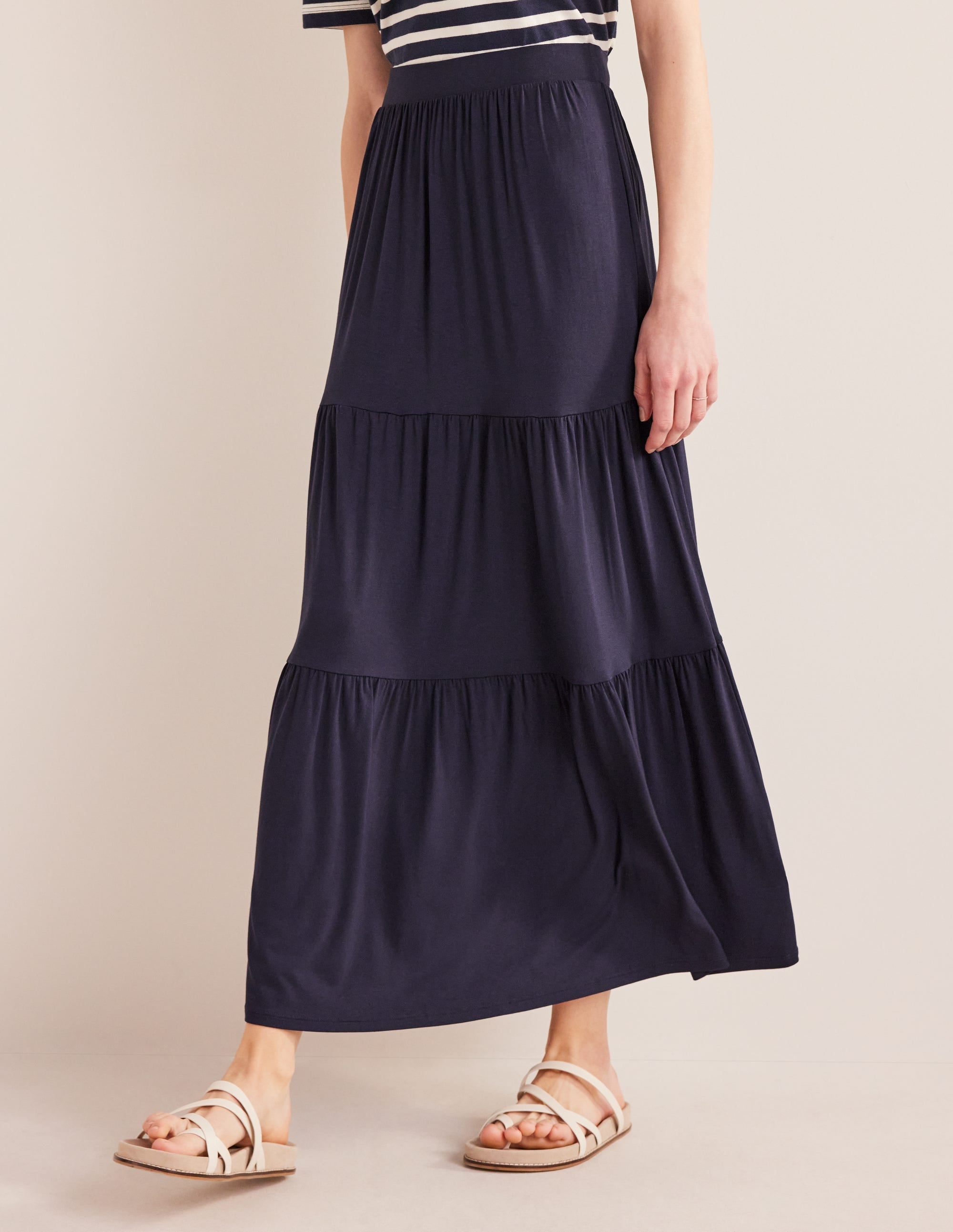 Jersey Maxi Skirt-Navy - Image 4