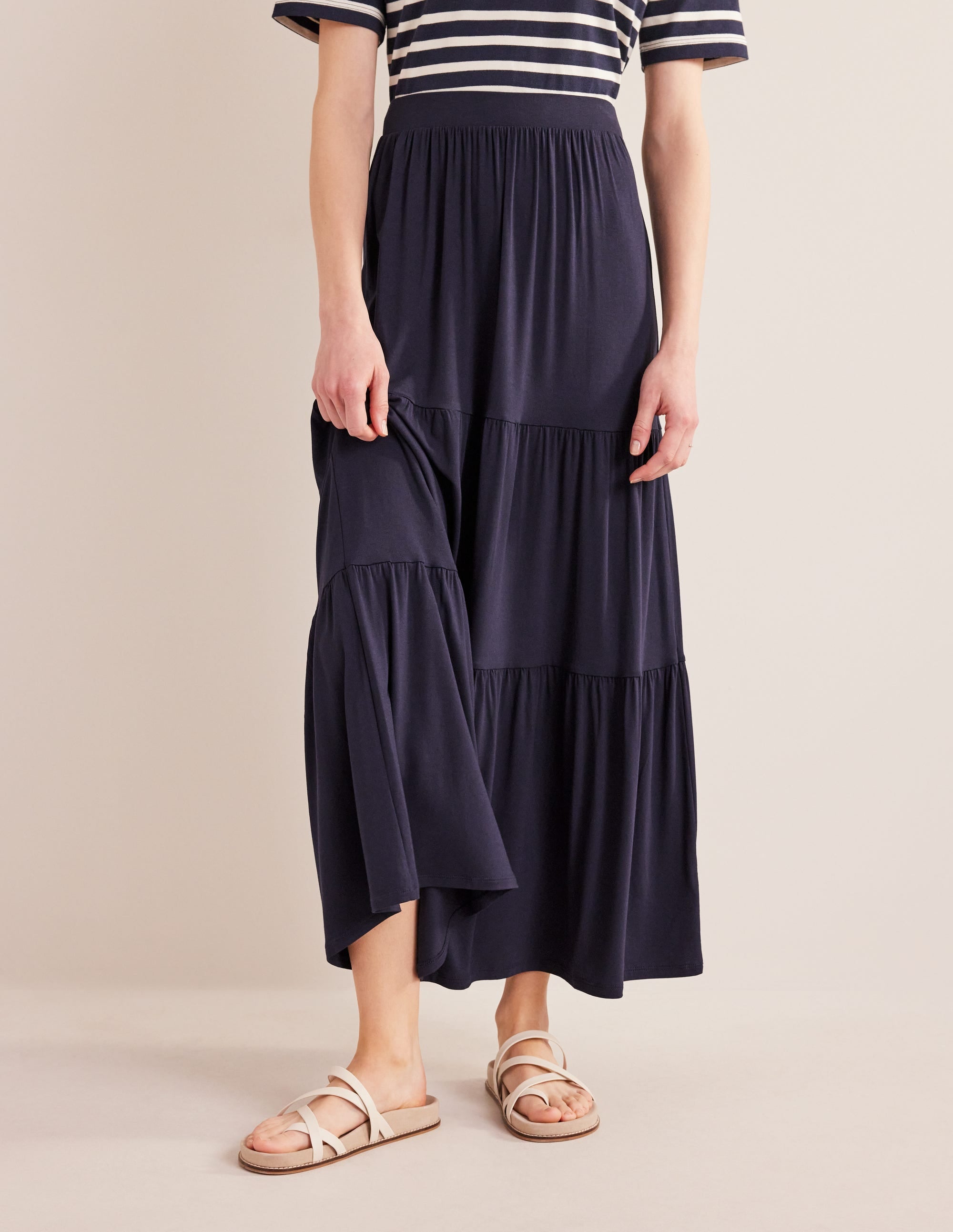 Jersey Maxi Skirt-Navy - Image 5