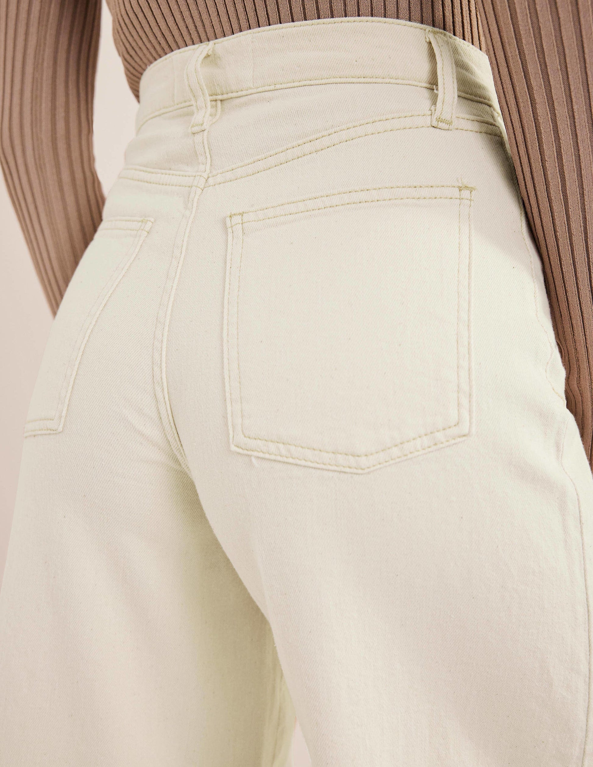 High Rise Culotte Jeans-Ecru-2
