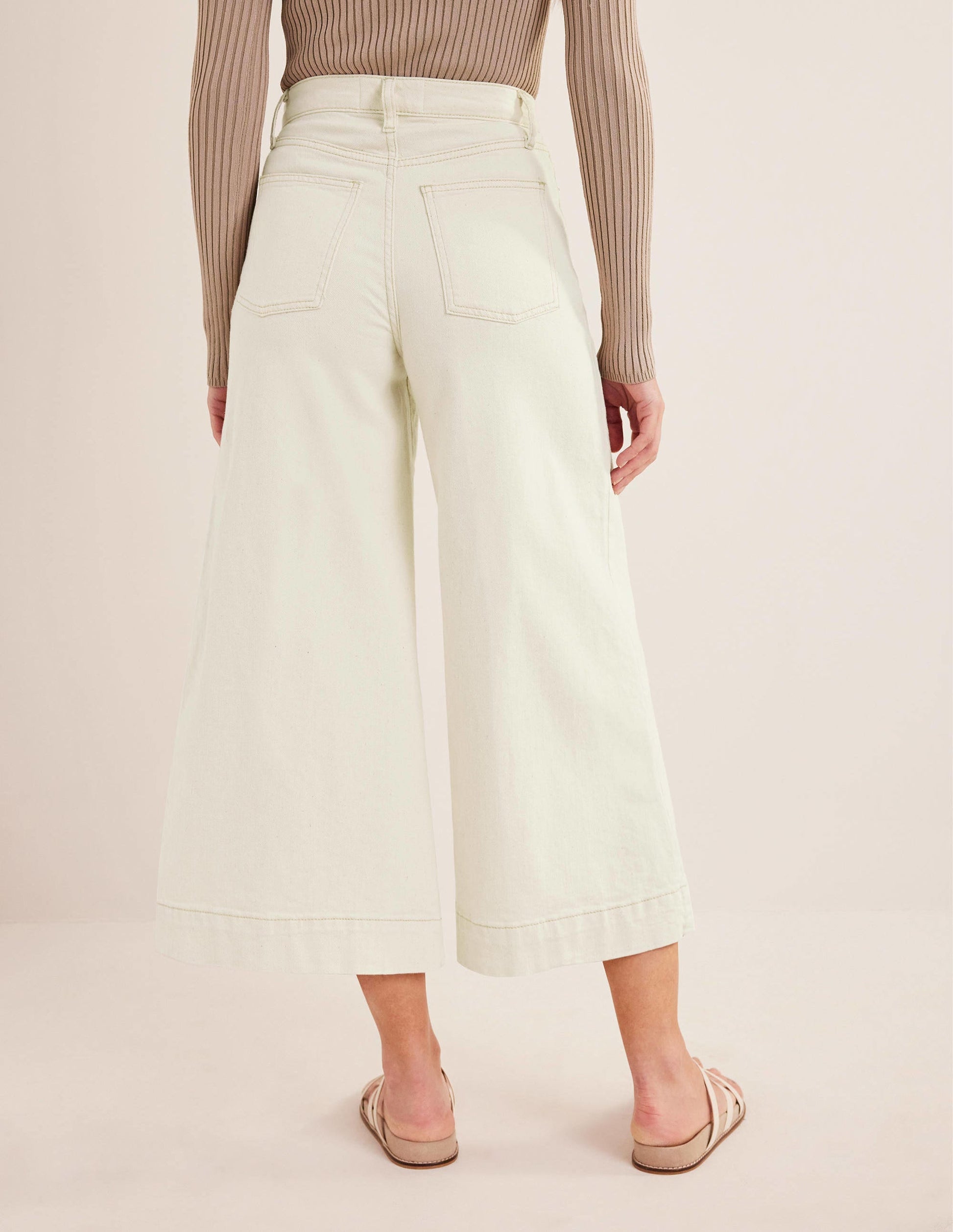 High Rise Culotte Jeans-Ecru-3