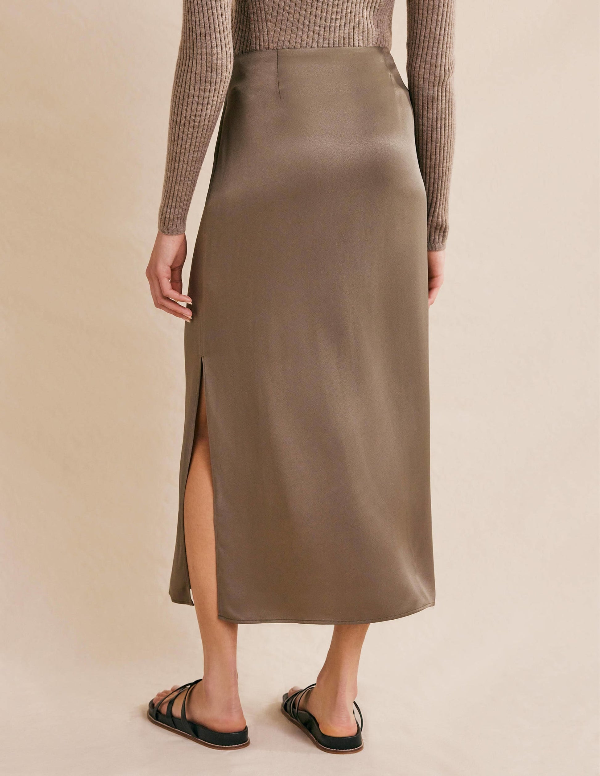 Satin Column Skirt-Morel-3